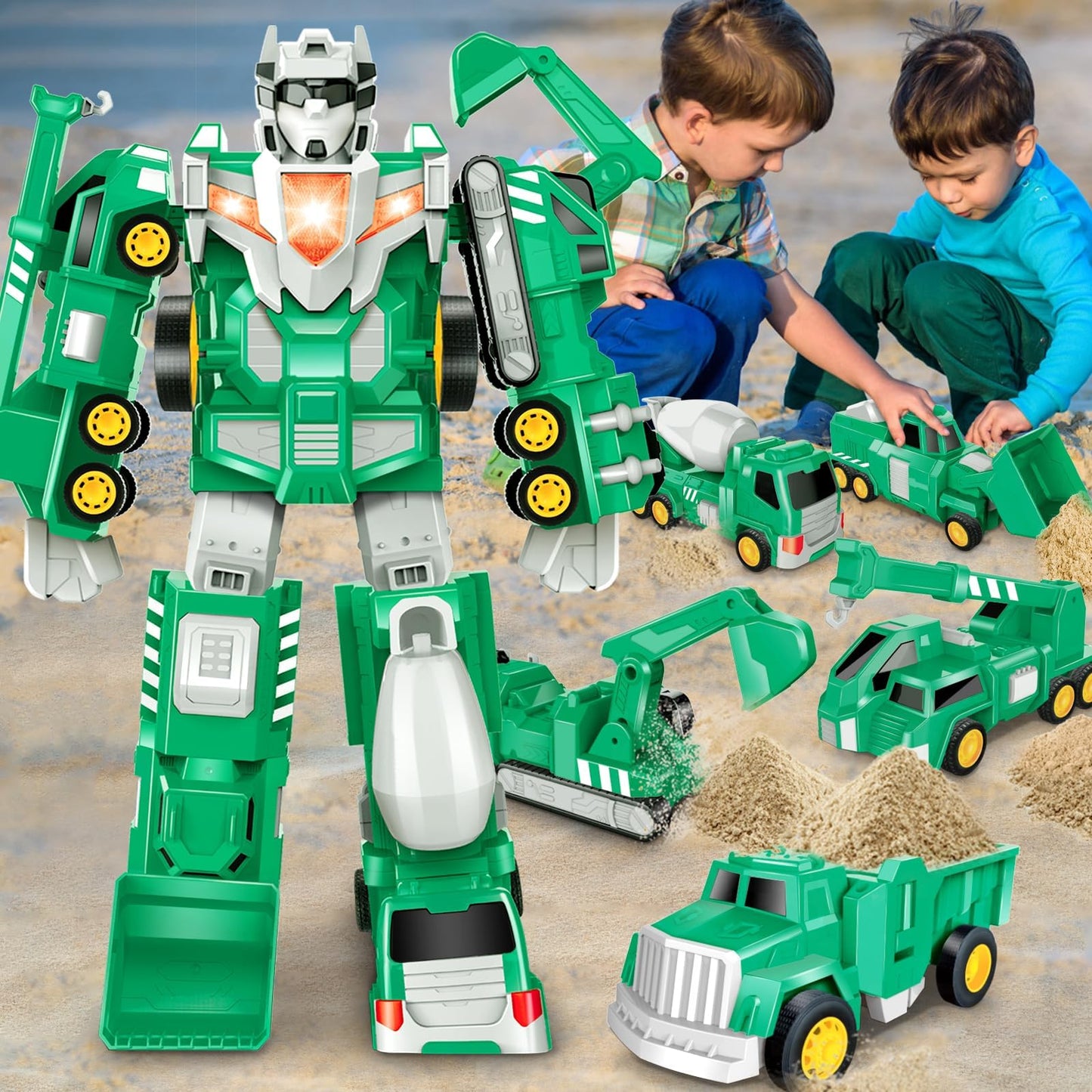 Laradola 5-in-1 Transform Robot Toys for Kids 3-6 | STEM Building Cars
