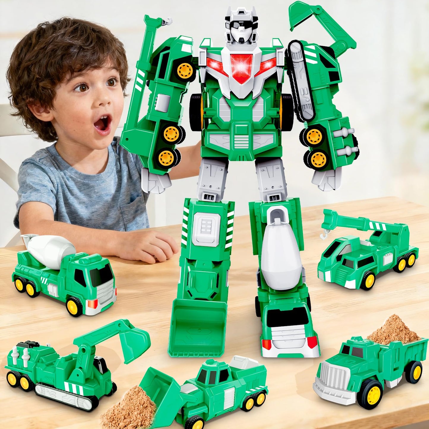 Laradola 5-in-1 Transform Robot Toys for Kids 3-6 | STEM Building Cars