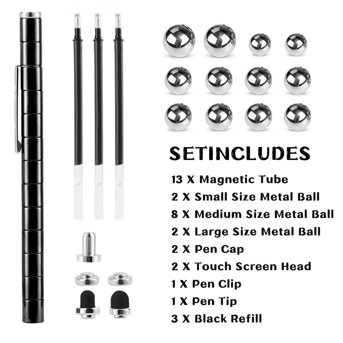 LARAH Black Fidget Pen – Sensory EDC Toy for Stress Relief, Focus & Fun