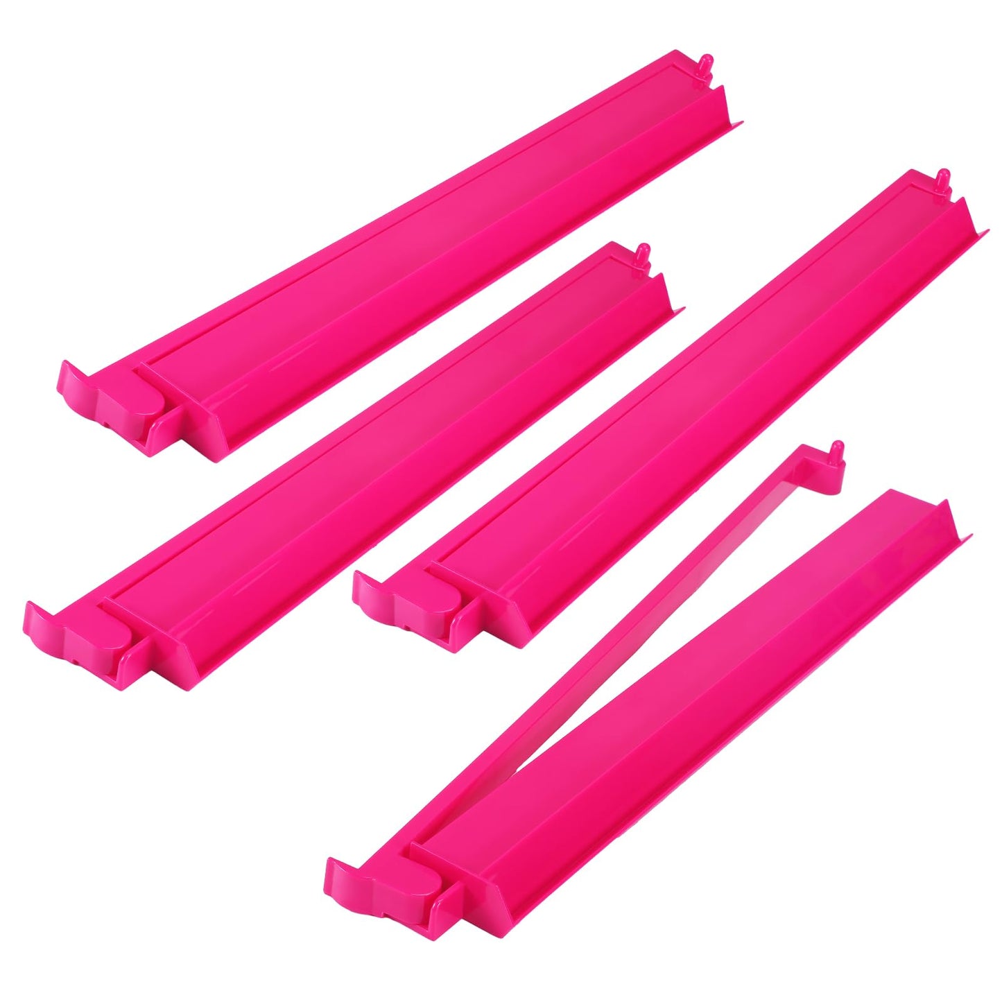 LaRandom 4 Pcs 18.7 Inch Hot Pink Acrylic Mahjong Tile Racks with Pushers – 4-Player American Mahjong Set