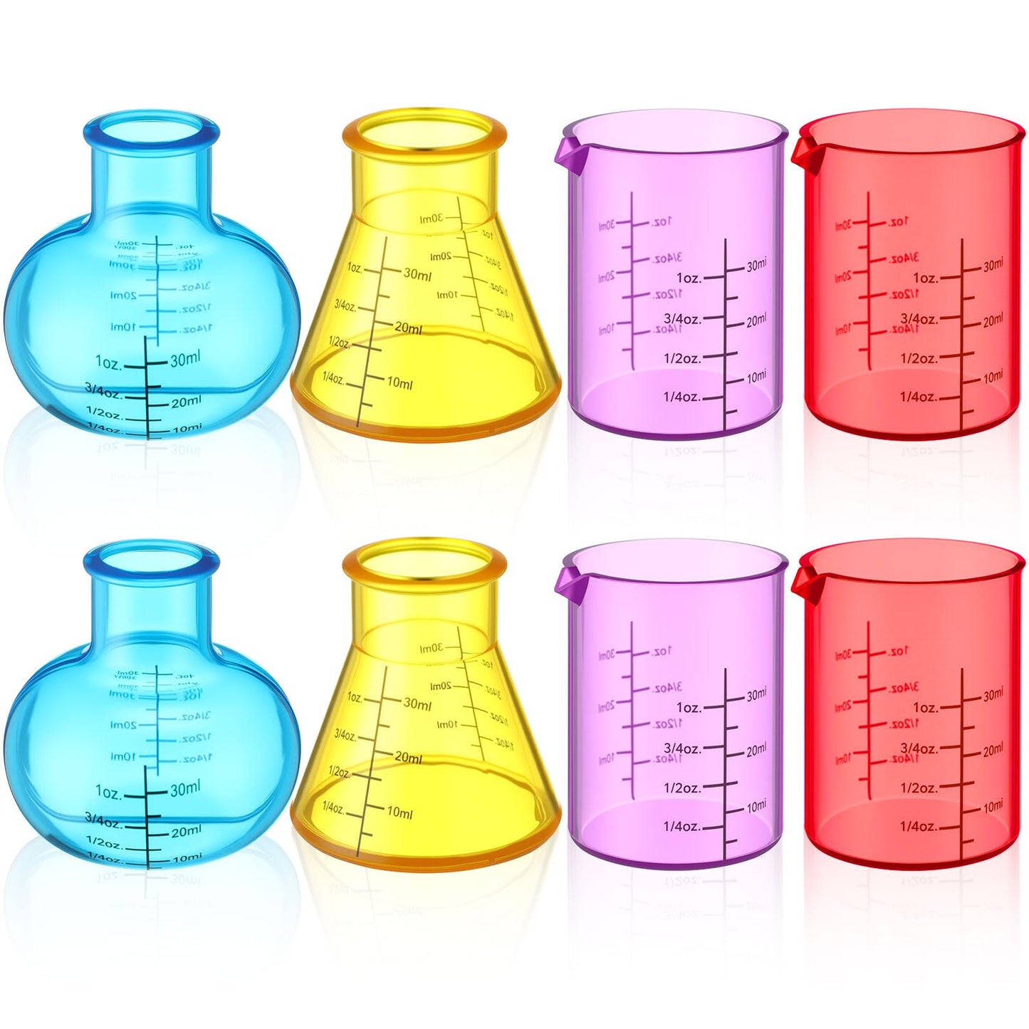 LaRandom 8-Piece Science Measuring Flask Set for Kids, 30ml Plastic Beakers – DIY Lab Kit