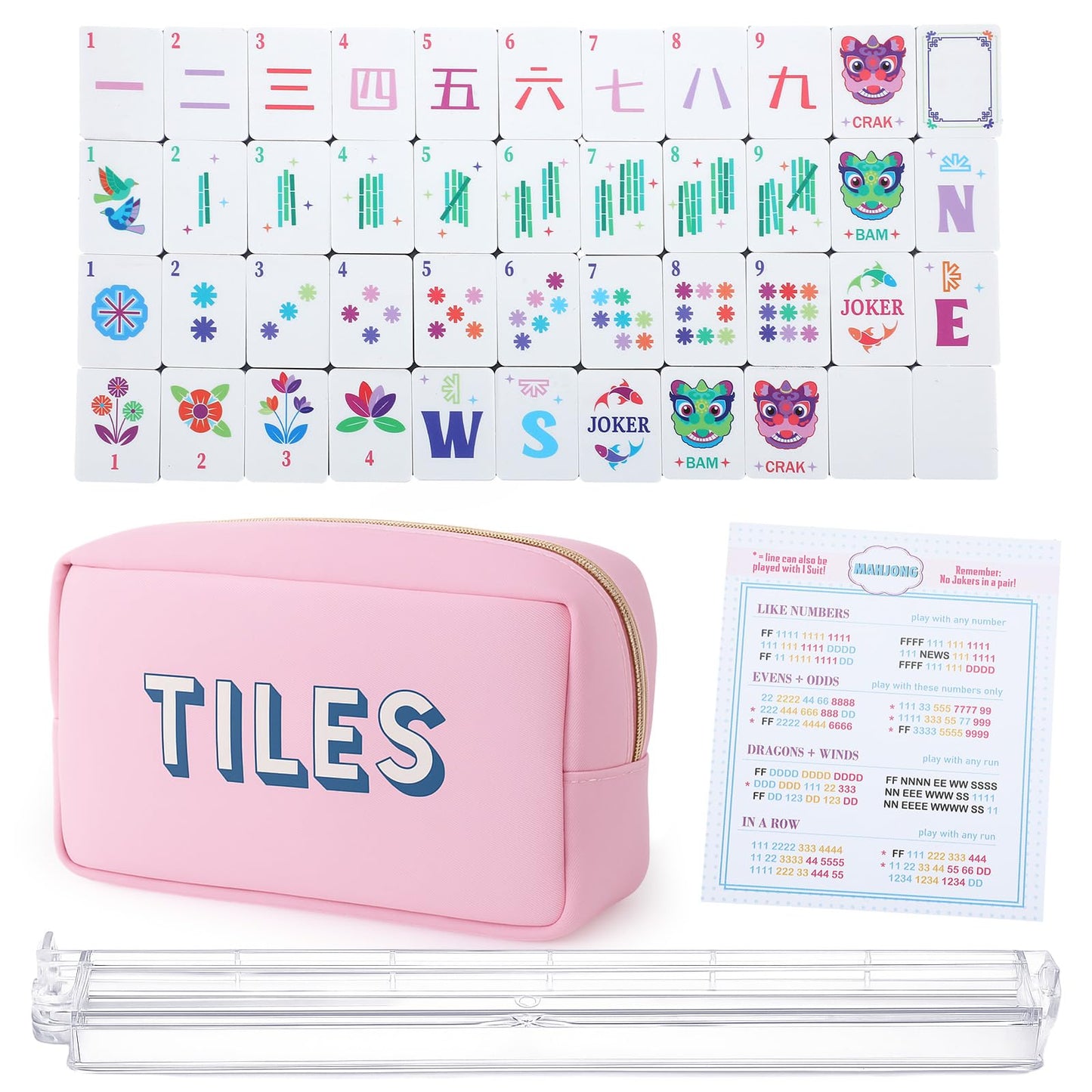 LaRandom Mini Mahjong Tiles Set – Portable 0.12'' Thick American Mahjong Starter Kit