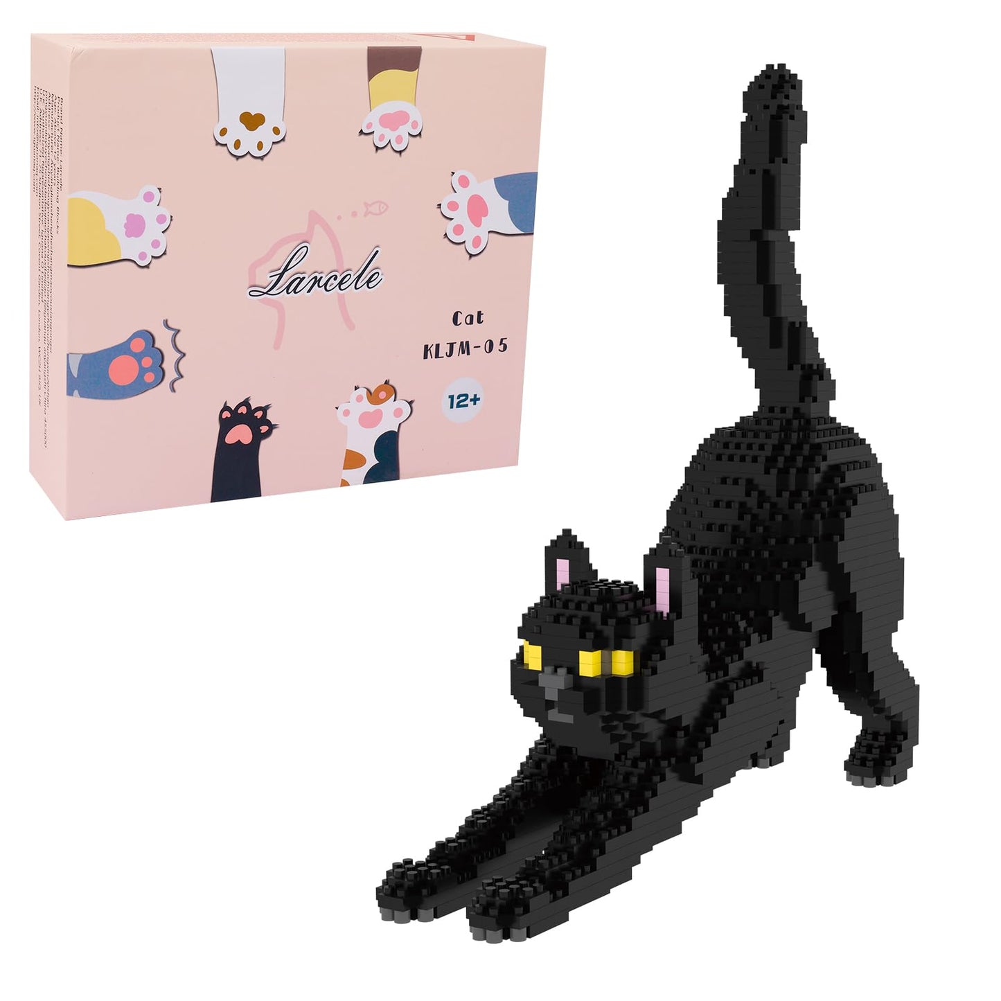 Larcele Cat Micro Building Blocks Animal Set KLJM-05 – 999-Piece DIY Mini 3D Bricks Kit (Black Cat)