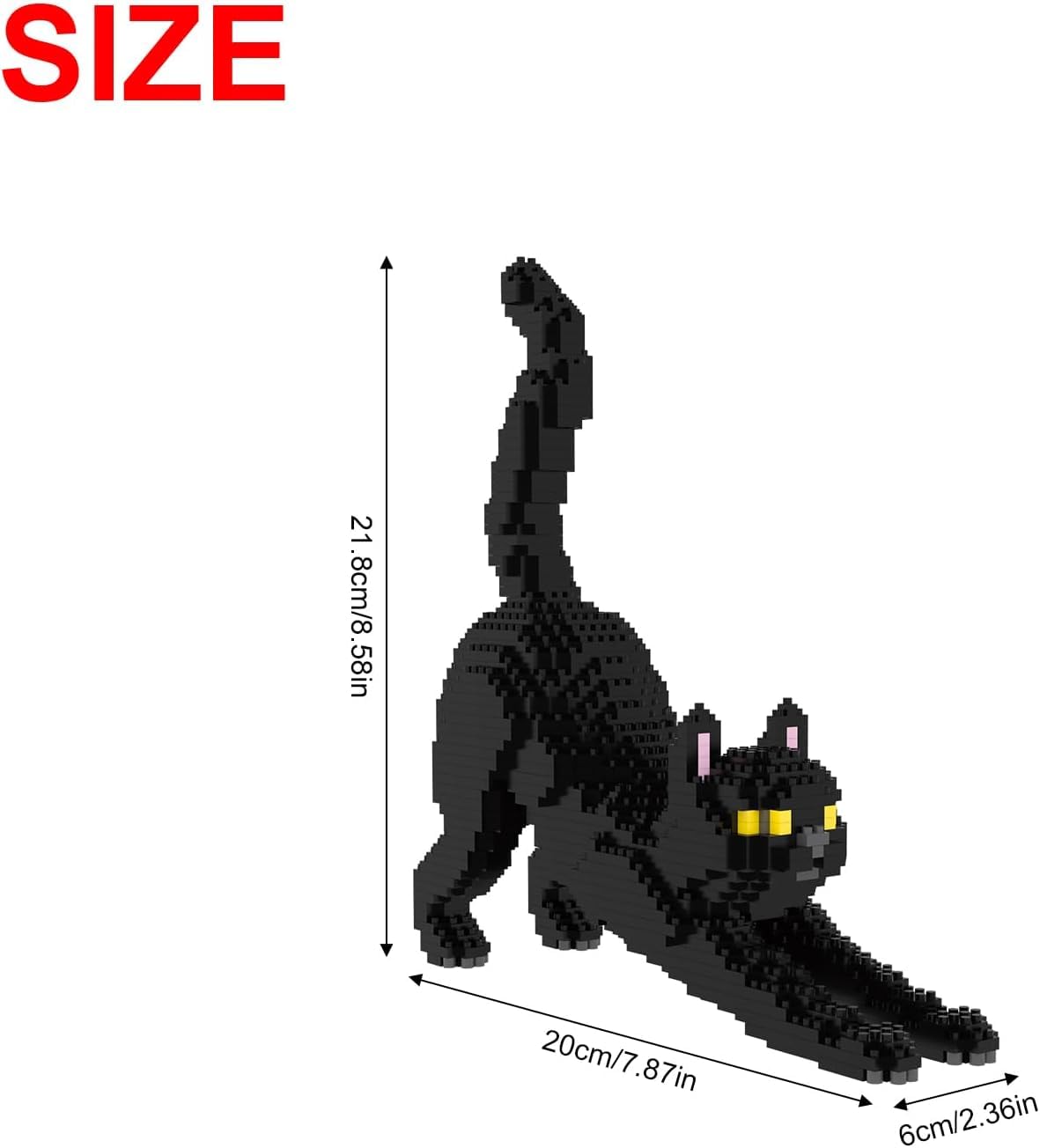 Larcele Cat Micro Building Blocks Animal Set KLJM-05 – 999-Piece DIY Mini 3D Bricks Kit (Black Cat)
