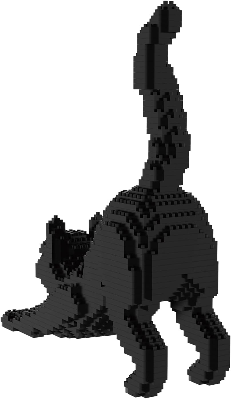 Larcele Cat Micro Building Blocks Animal Set KLJM-05 – 999-Piece DIY Mini 3D Bricks Kit (Black Cat)