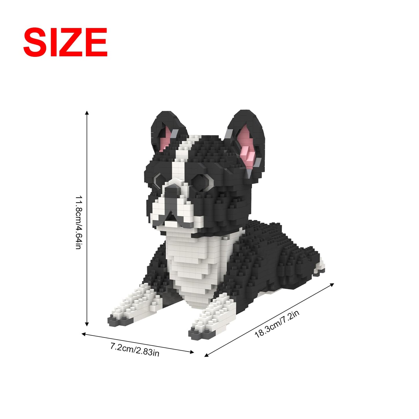 Larcele Micro Dog Building Blocks – 812-Piece Mini Bricks KLJM-02 Boston Terrier