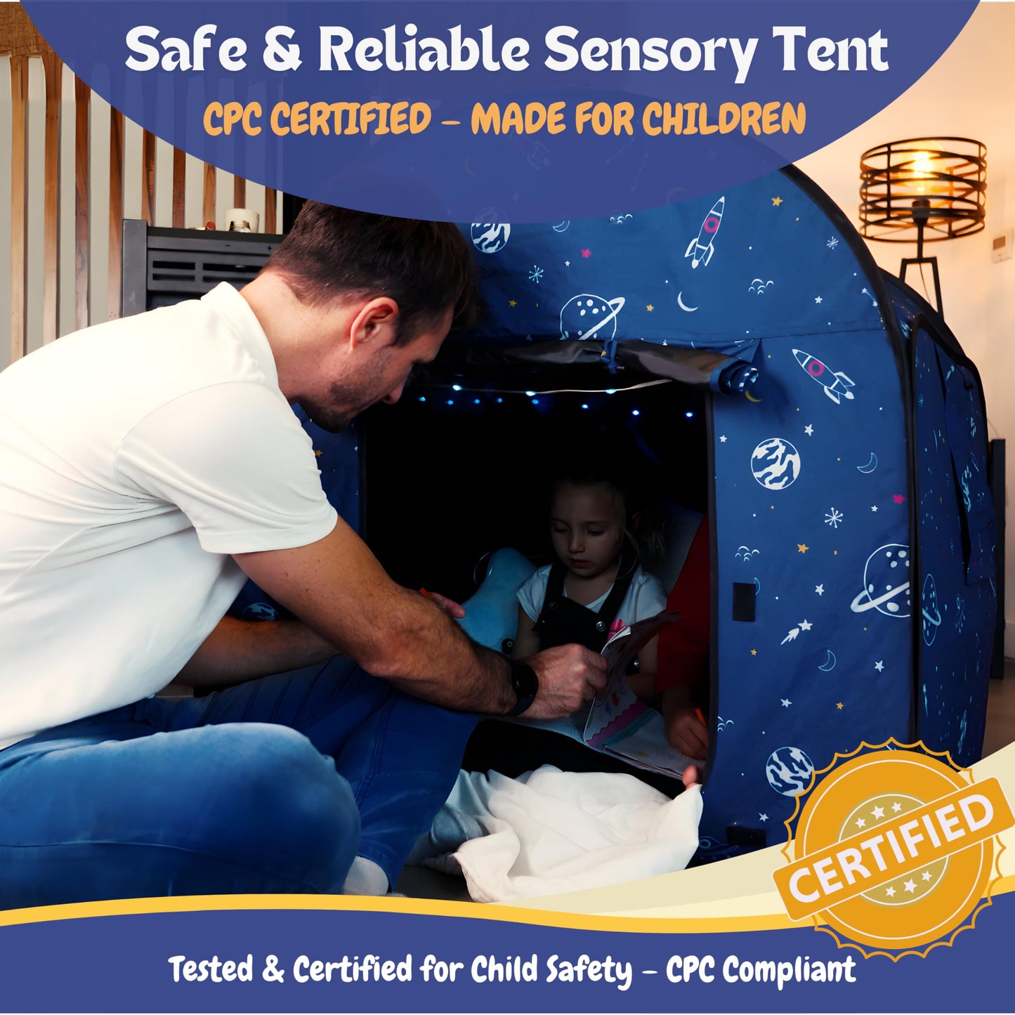 L'Arche Sensory Tent with LED Lights – Blackout Pop-Up Calm Down for Kids