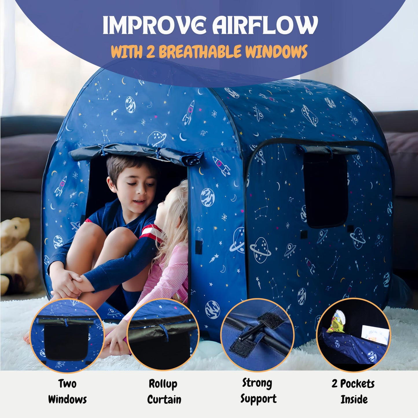 L'Arche Sensory Tent with LED Lights – Blackout Pop-Up Calm Down for Kids