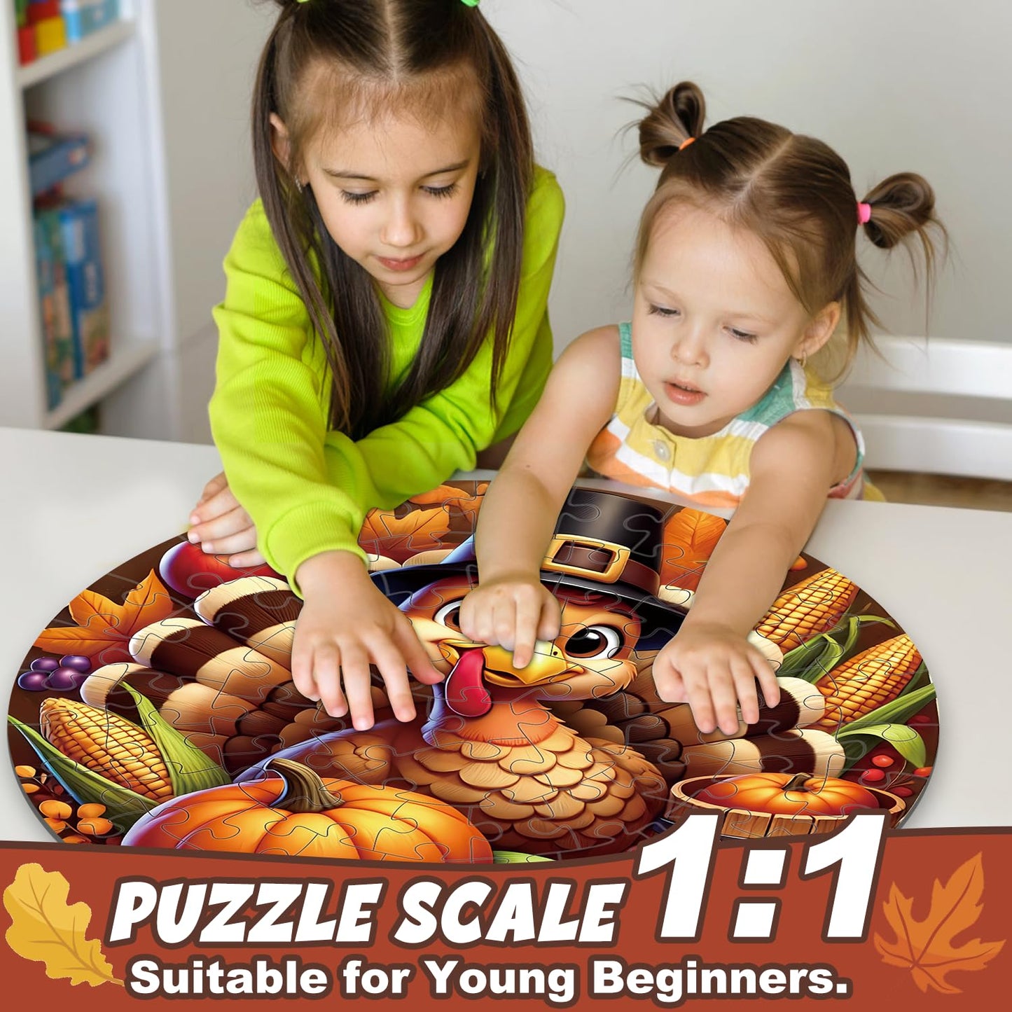 Thanksgiving Floor Puzzle 70pcs – Large 22.4in Jigsaw for Kids 4-8 | Larchio