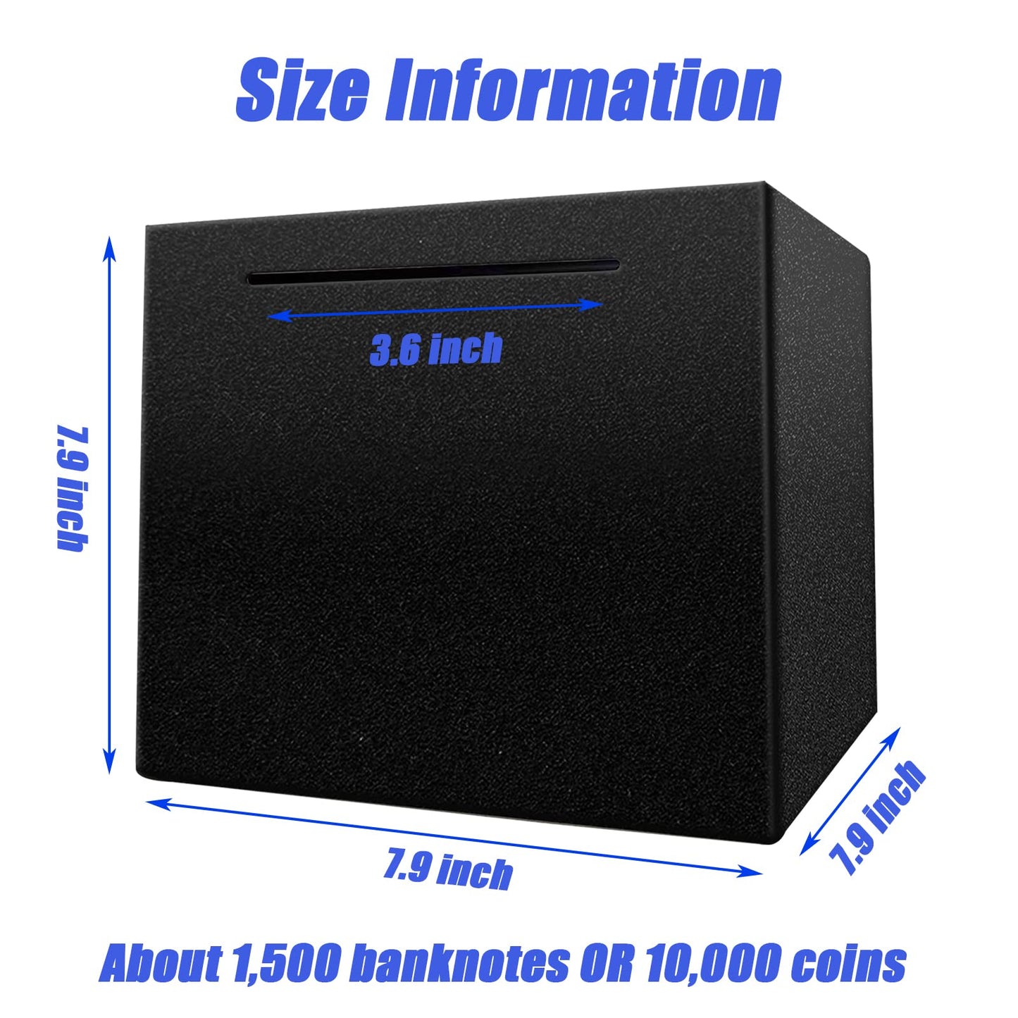 LARCOLO Piggy Bank for Adults – Unbreakable Stainless Steel Money Box, 7.9-inch Black