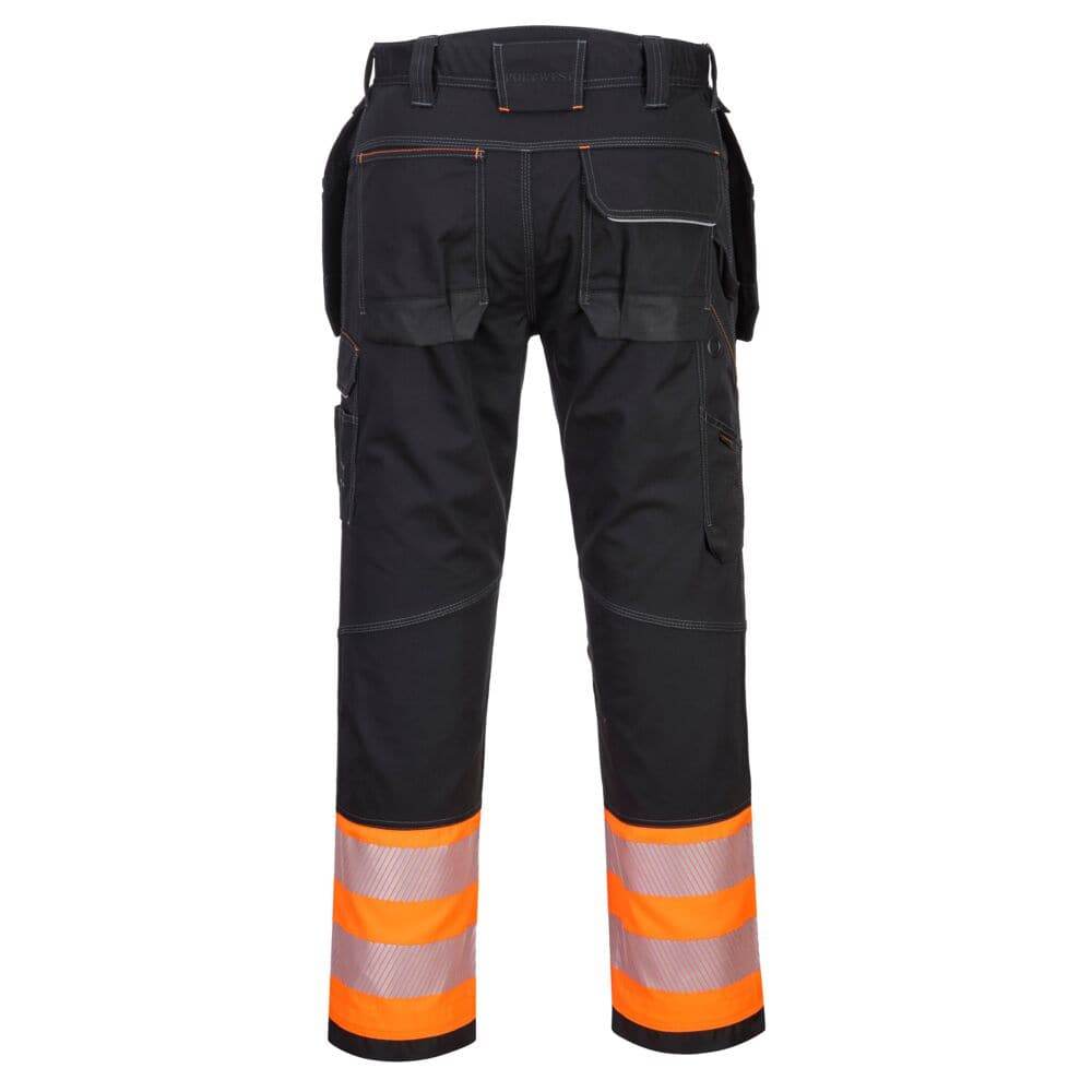PORTWEST PW307 PW3 HI-VIS CLASS 1 HOLSTER POCKET TROUSERS Orange / Black - 32" Waist / 31" Regular Leg