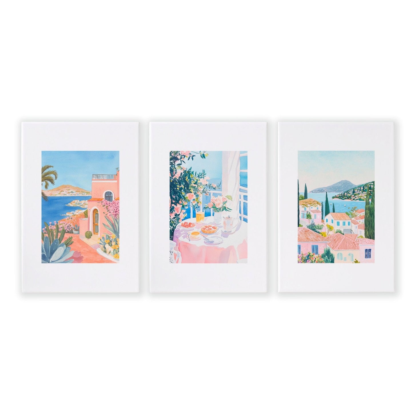 Large Canvas Pictures For Living Room | Set of 3 Beach Decor Wall art Prints