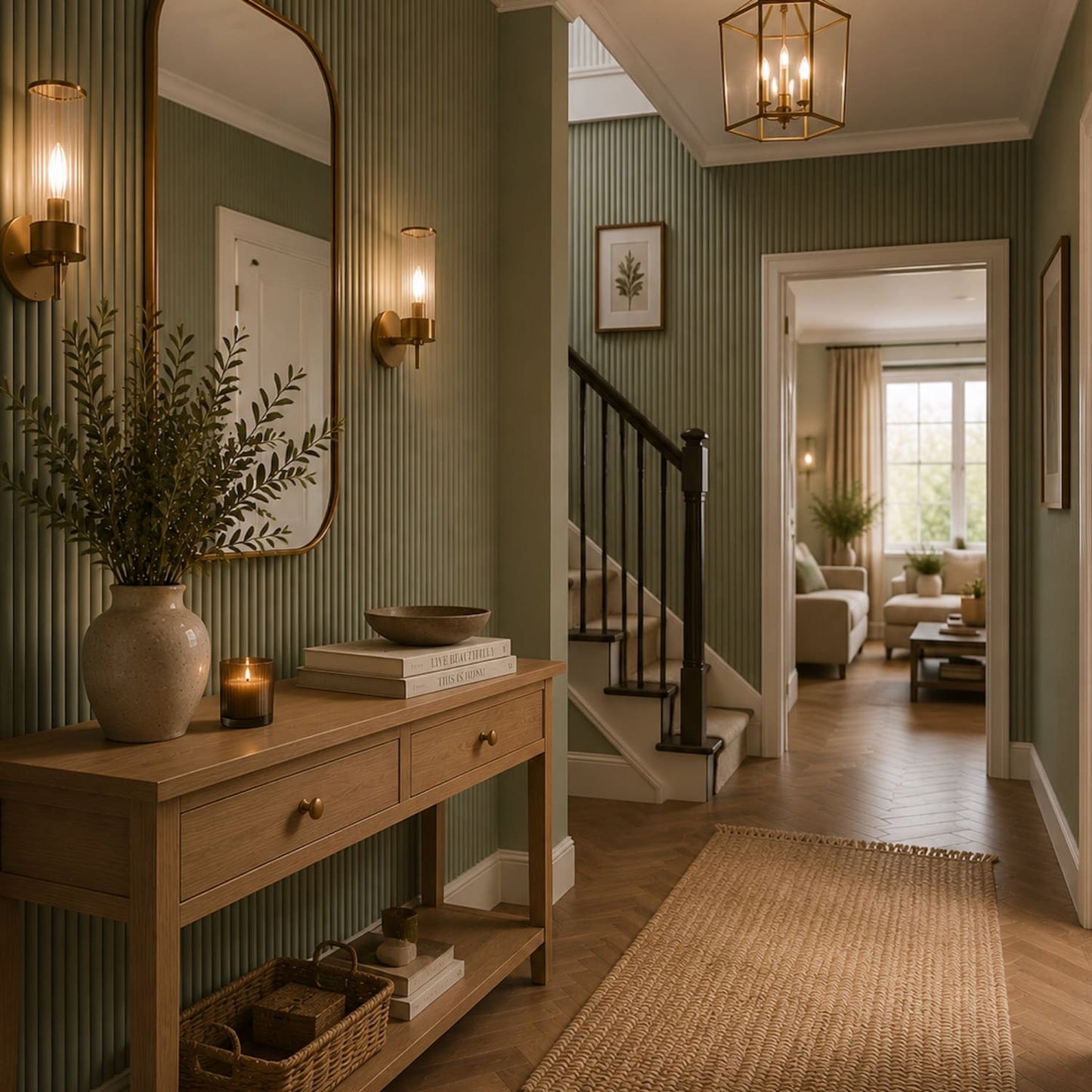 Large Fluted Wall Panels in Vintage Sage Green - 240cm x 60cm