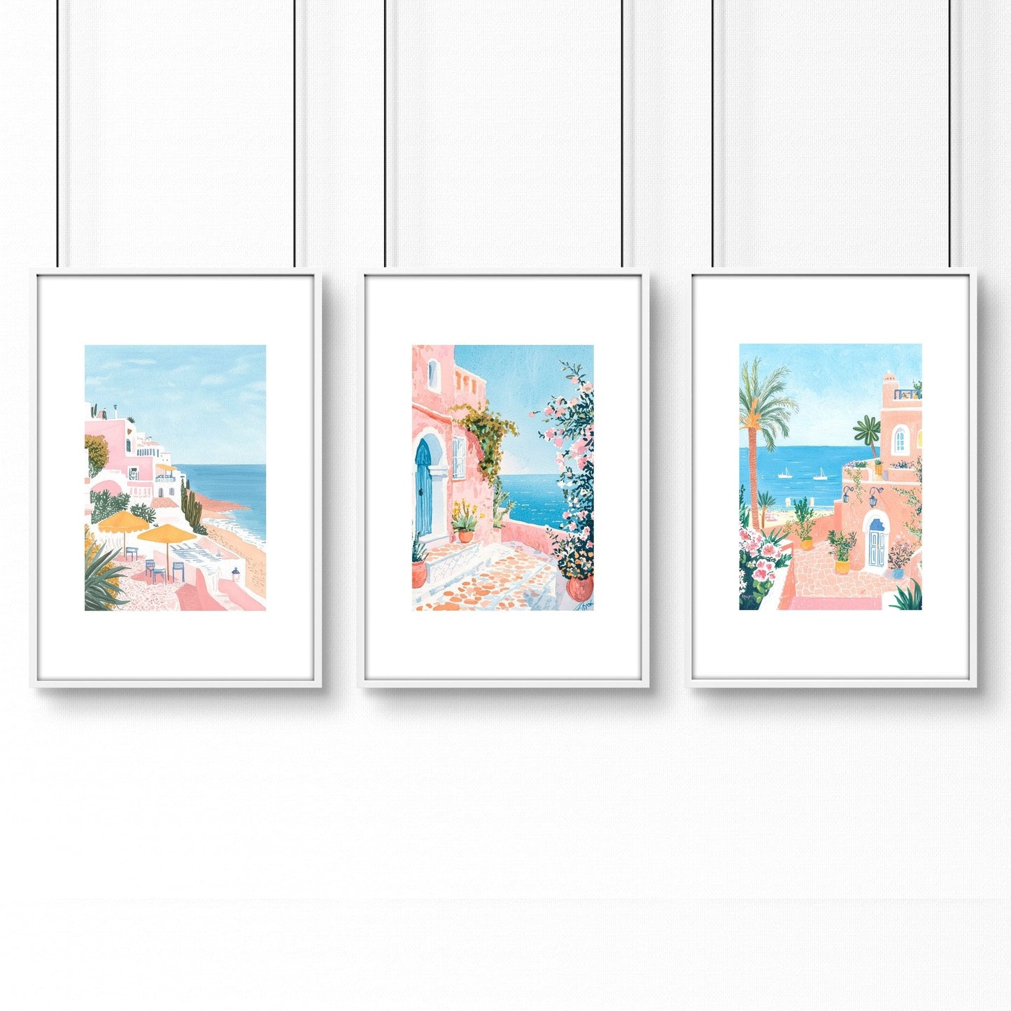 Large Framed Wall Art | Set of 3 Beach Decor Wall art Prints
