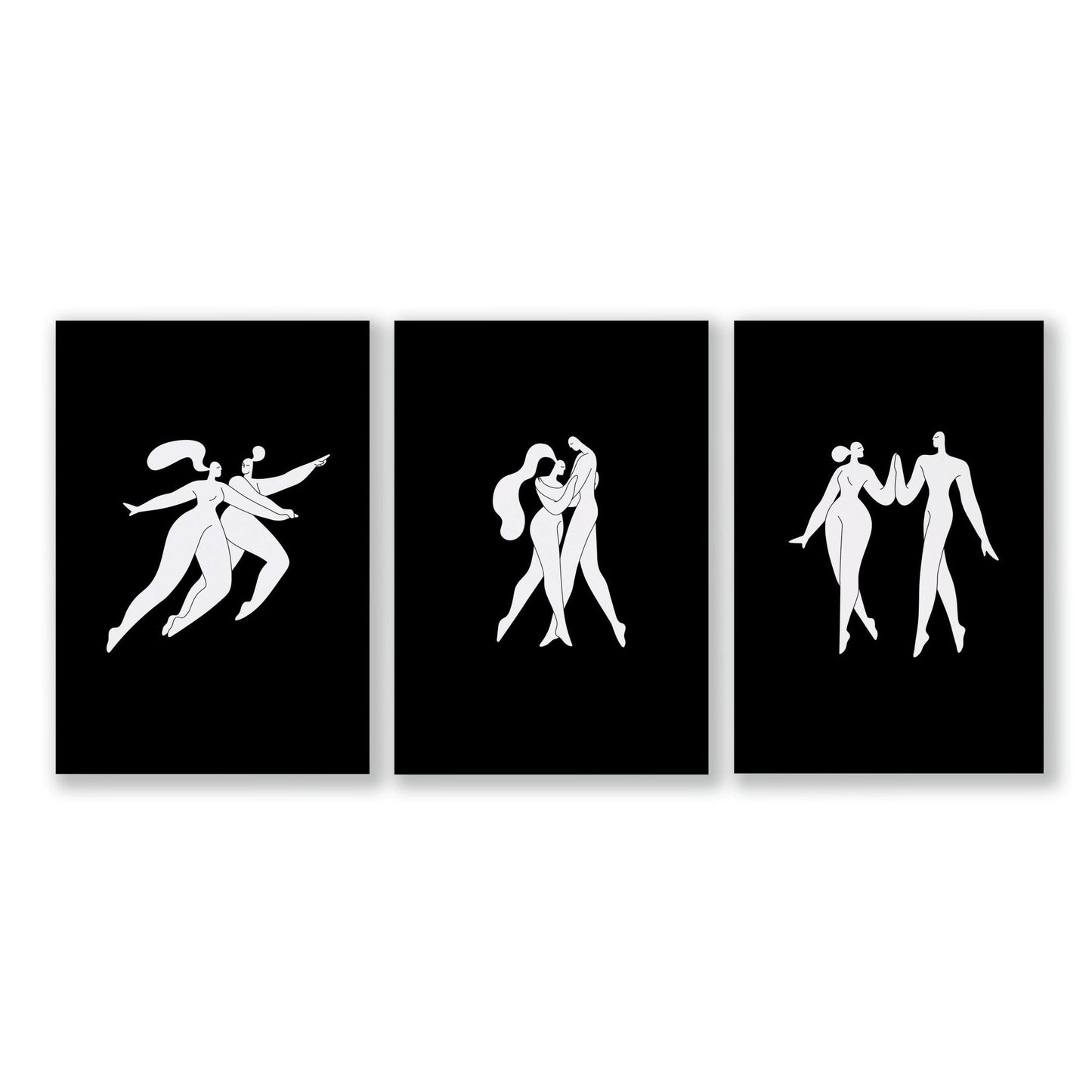 Large Paintings For Living Room | Set of 3 Boho Women Wall art Prints
