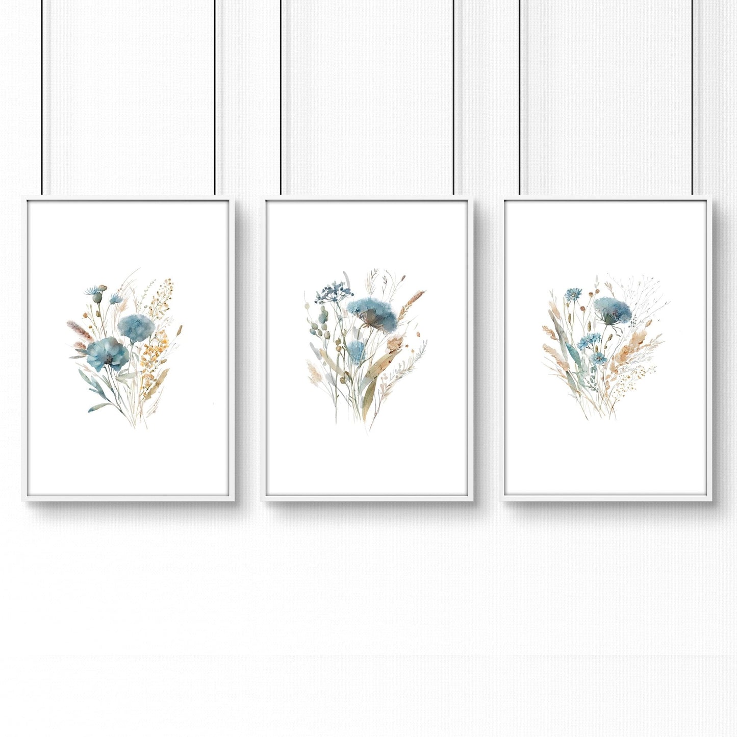 Large Picture For Bedroom | Set of 3 Botanical Art Prints