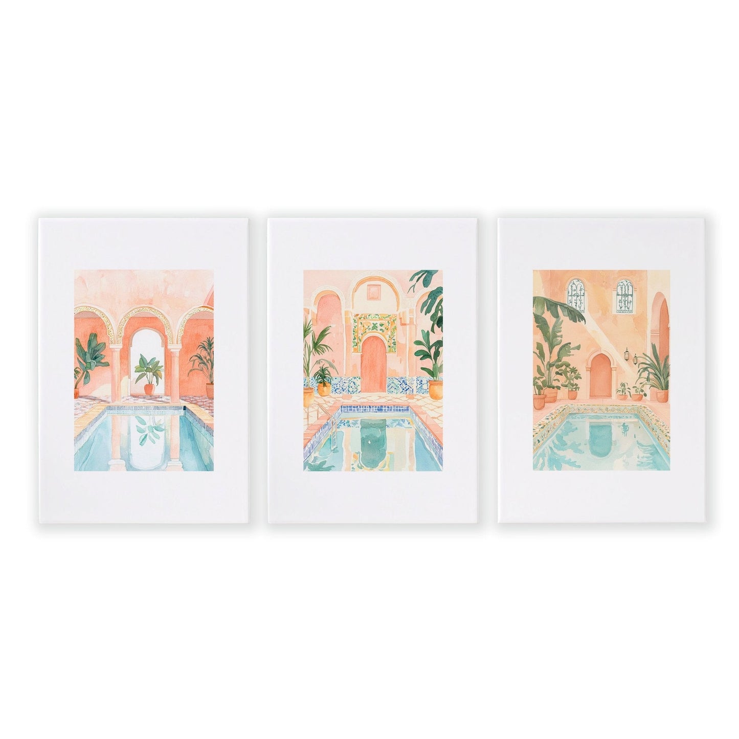 Large Wall Pictures For Living Room | Set of 3 Beach Decor Wall art Prints