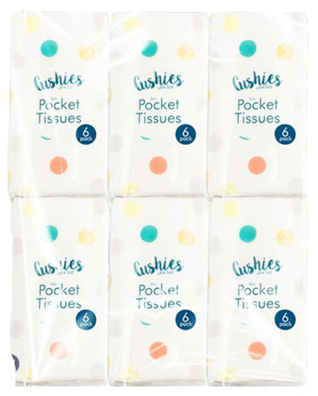 Cushies Pocket Tissues 3-Ply - 6 Pack