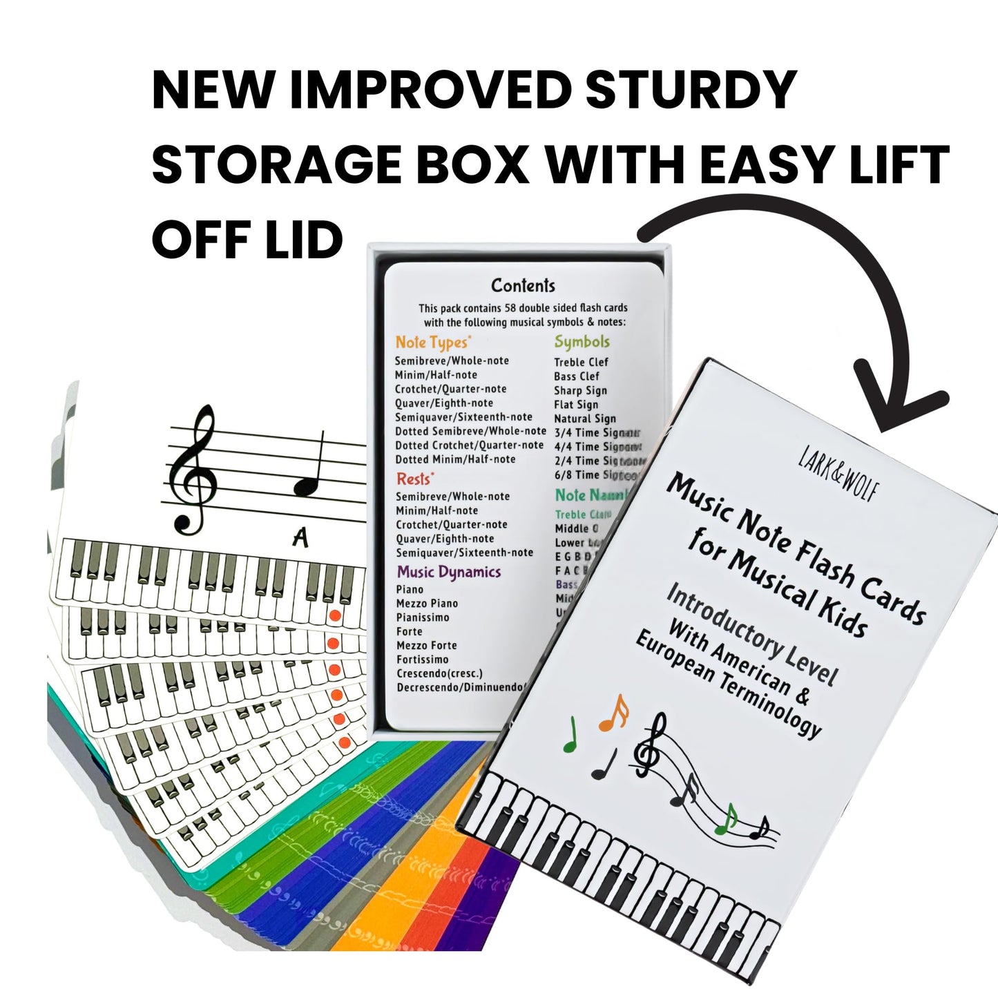 Lark & Wolf Learn to Read Music Flash Cards – 56 Large Cards, Wipe-Clean