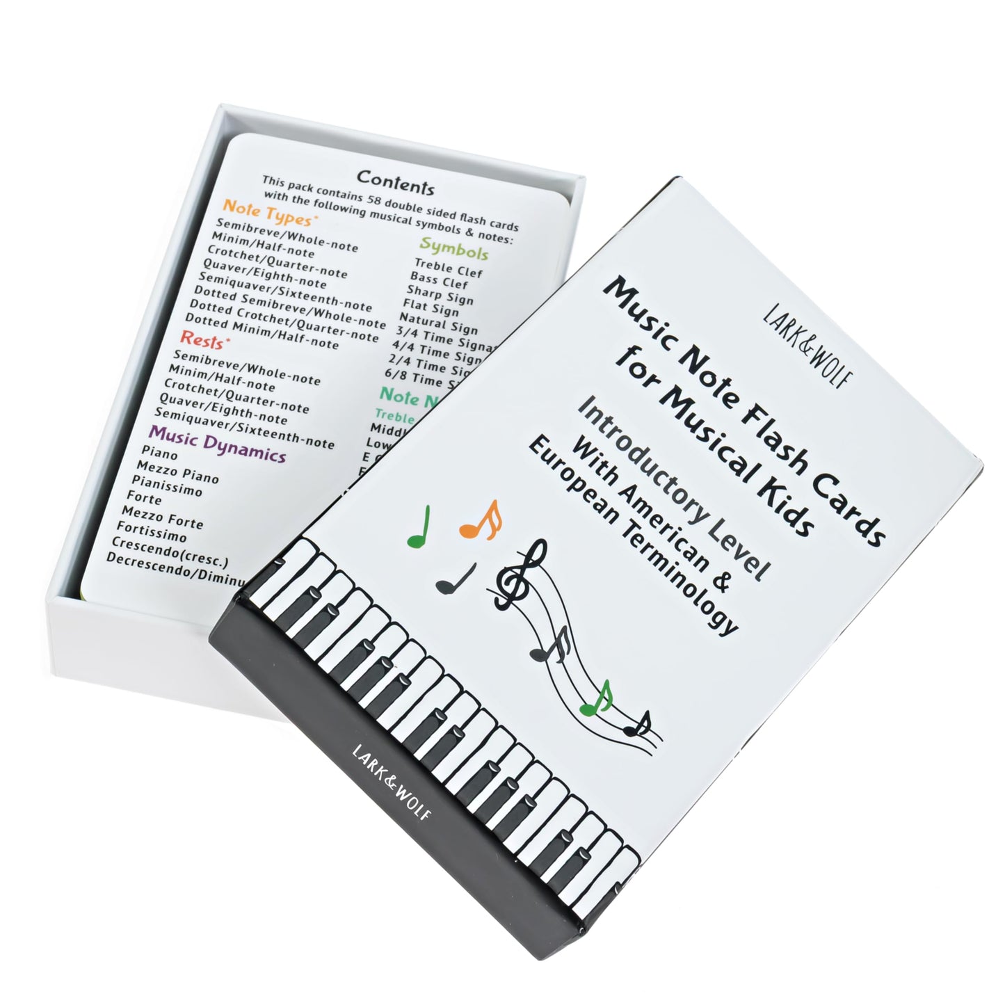 Lark & Wolf Learn to Read Music Flash Cards – 56 Large Cards, Wipe-Clean