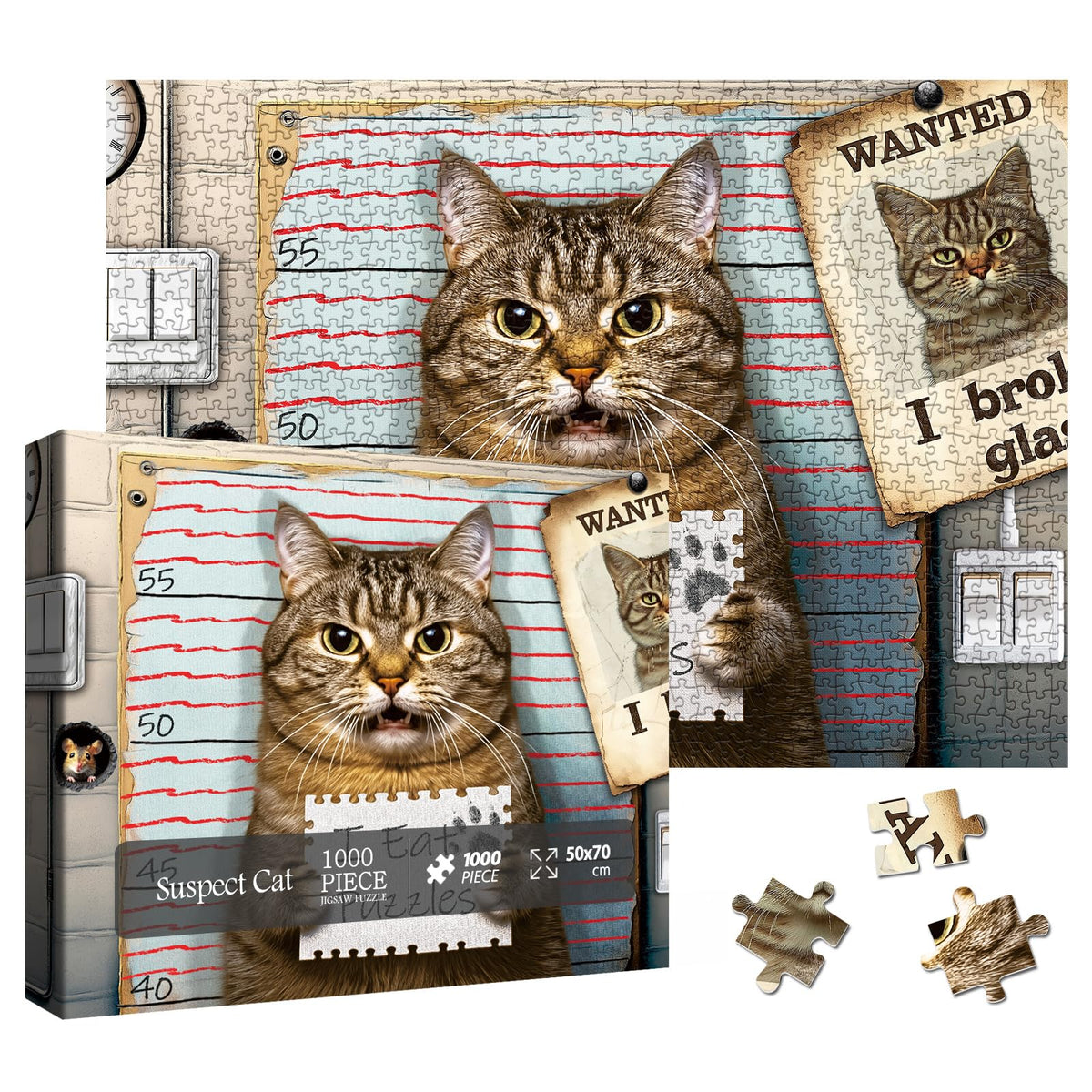 Larkipuzz Funny Cat Jigsaw Puzzle 1000-Piece for Adults – Cute Kitten Art
