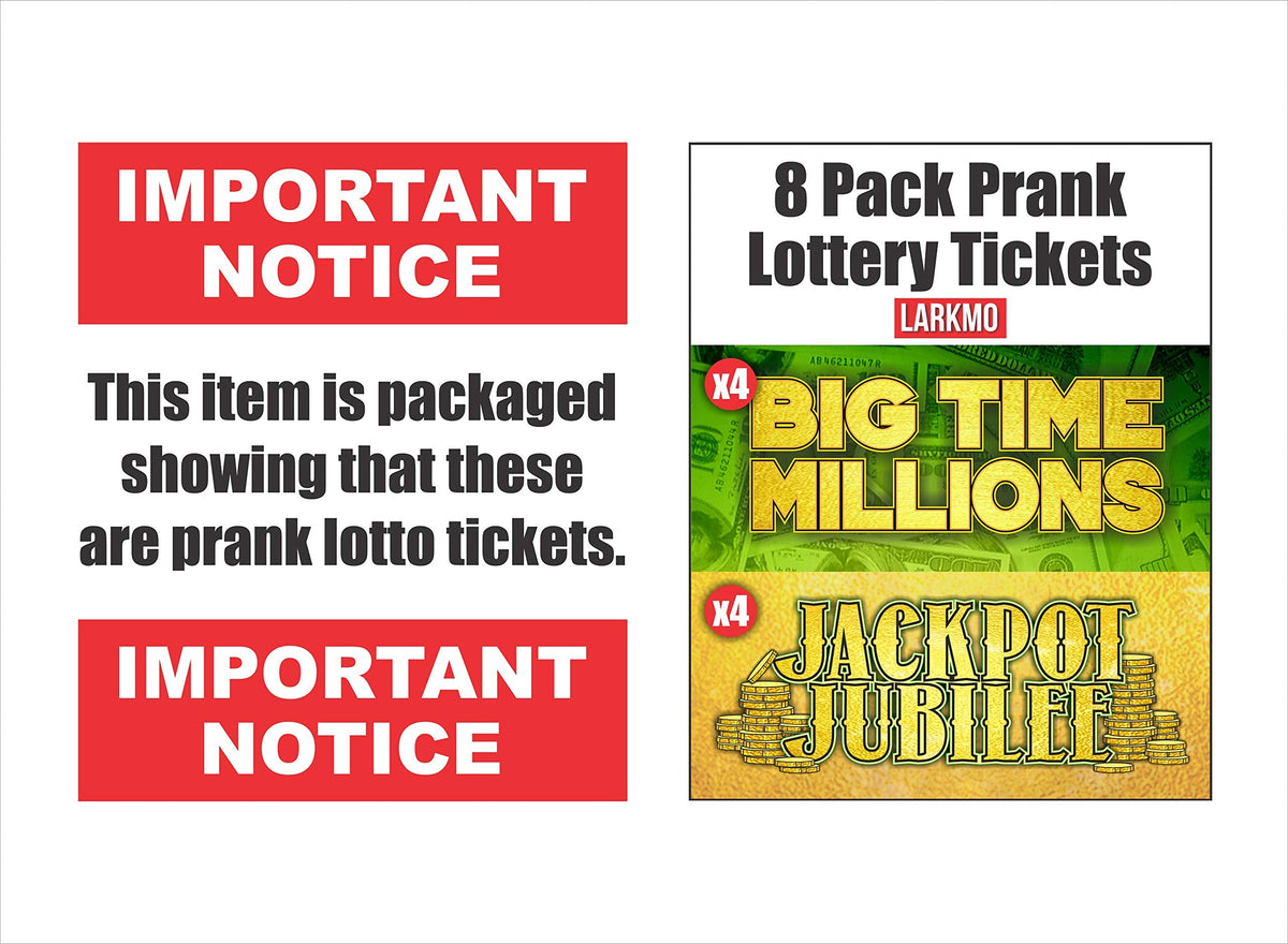 Larkmo Prank Gag Lottery Tickets — 8 Real-Looking Scratch Cards (4x $50,000, 4x $10,000)