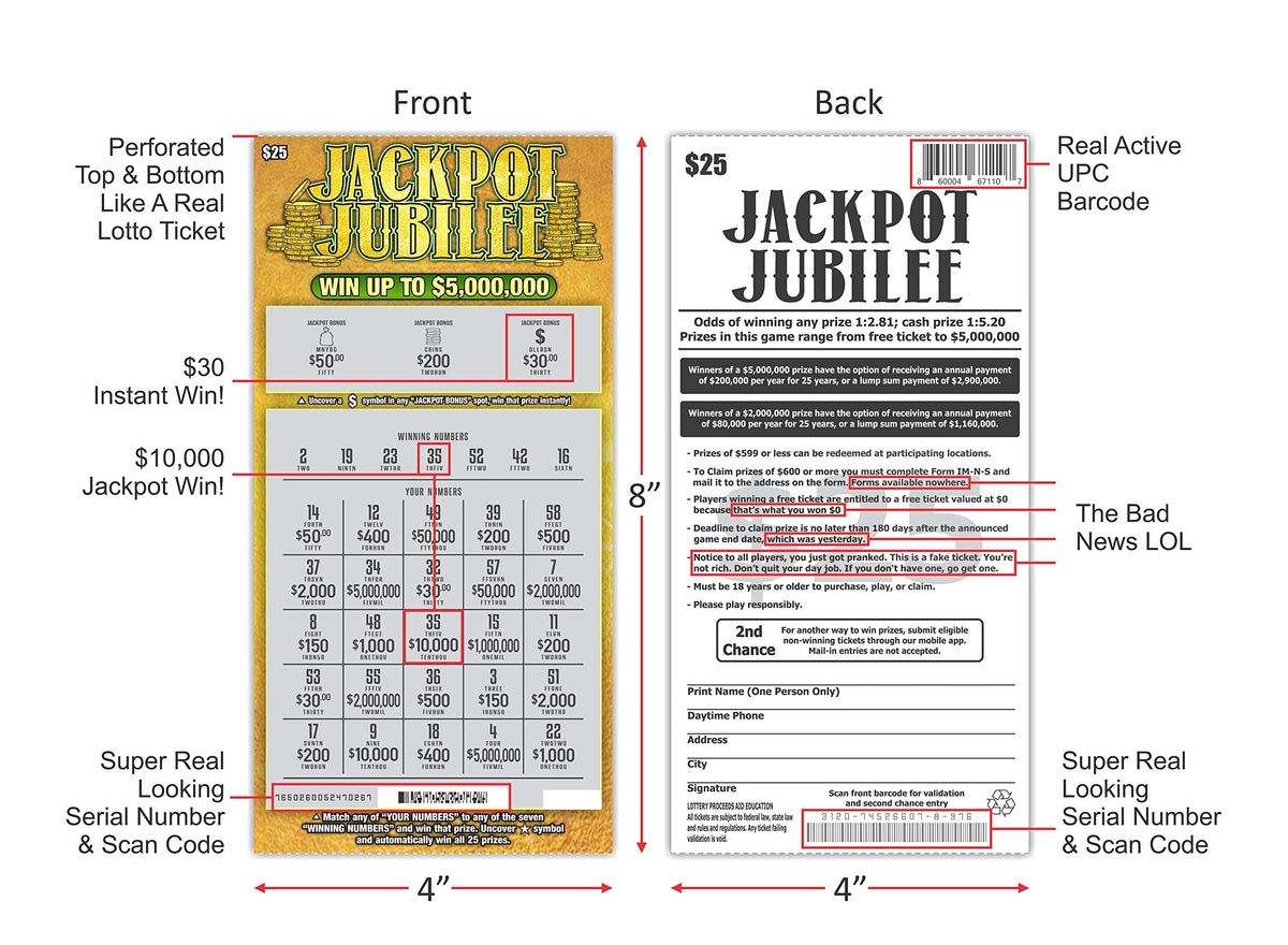Larkmo Prank Gag Lottery Tickets — 8 Real-Looking Scratch Cards (4x $50,000, 4x $10,000)