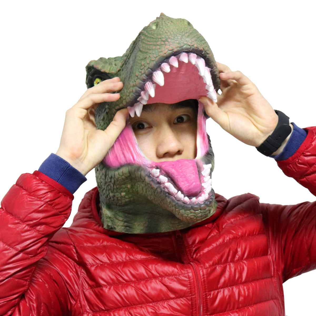 LarpGears T-Rex Dinosaur Head Mask for Halloween & Parties | Realistic Natural Latex