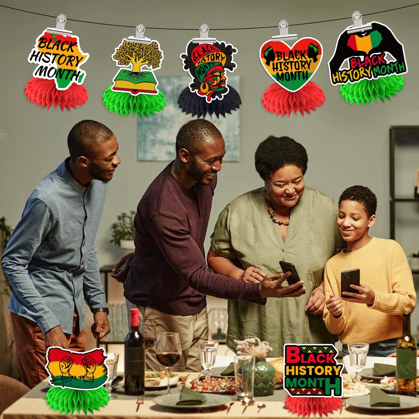 LARRAZABAL Black History Month 8-Piece Honeycomb Centerpieces