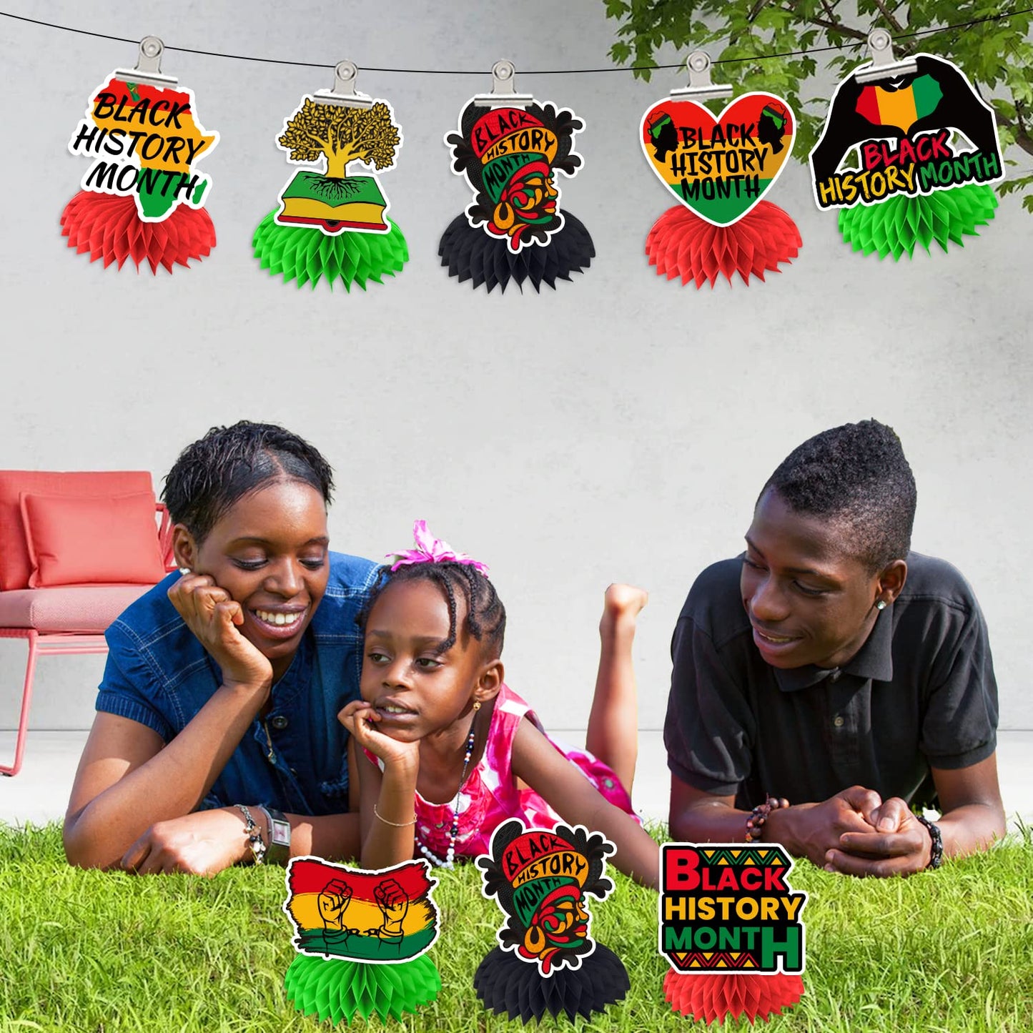 LARRAZABAL Black History Month 8-Piece Honeycomb Centerpieces