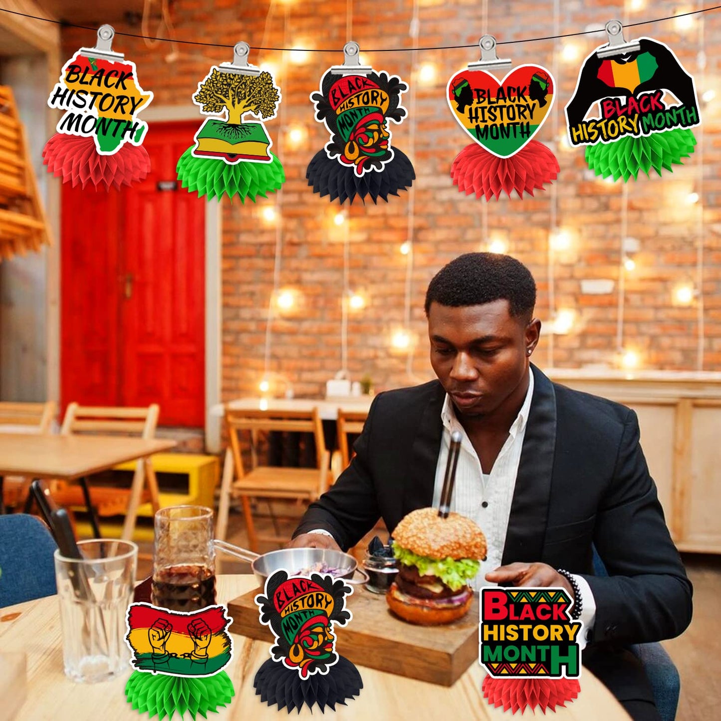 LARRAZABAL Black History Month 8-Piece Honeycomb Centerpieces