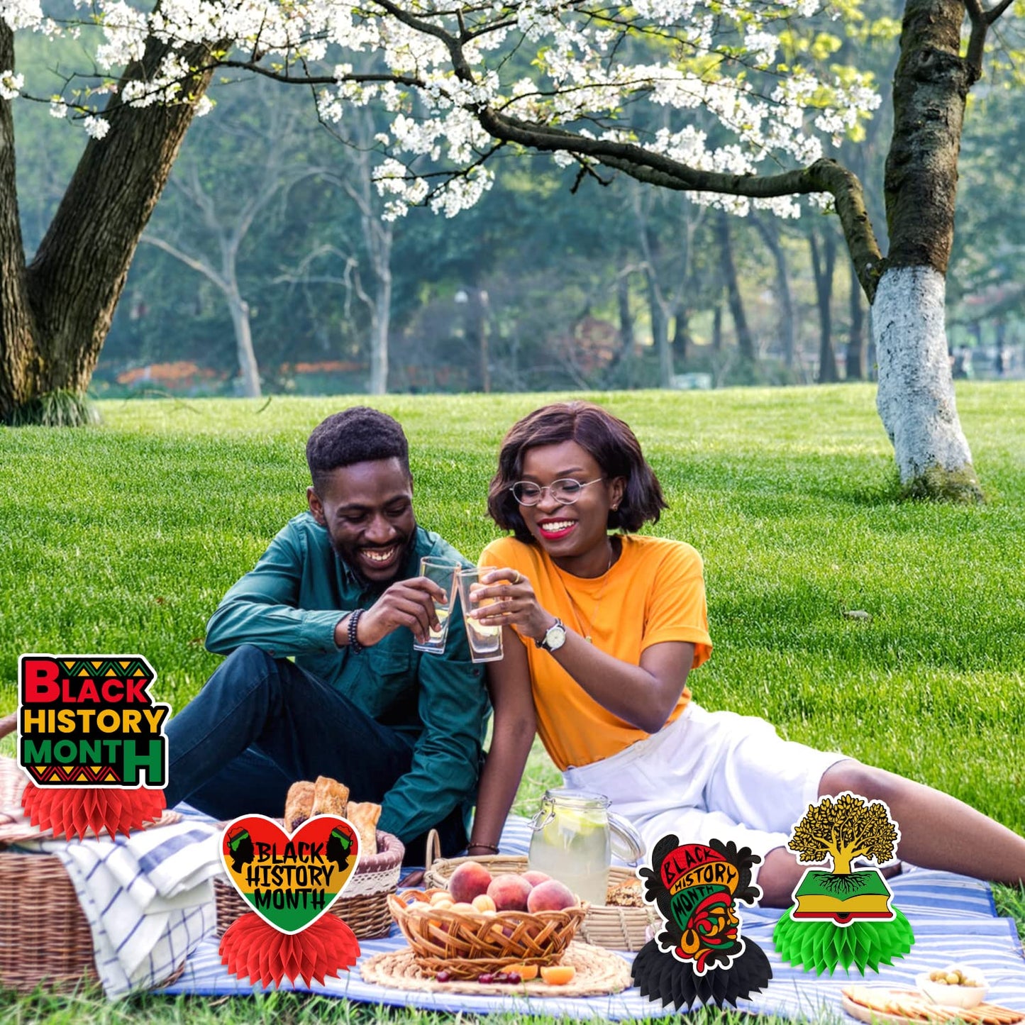 LARRAZABAL Black History Month 8-Piece Honeycomb Centerpieces