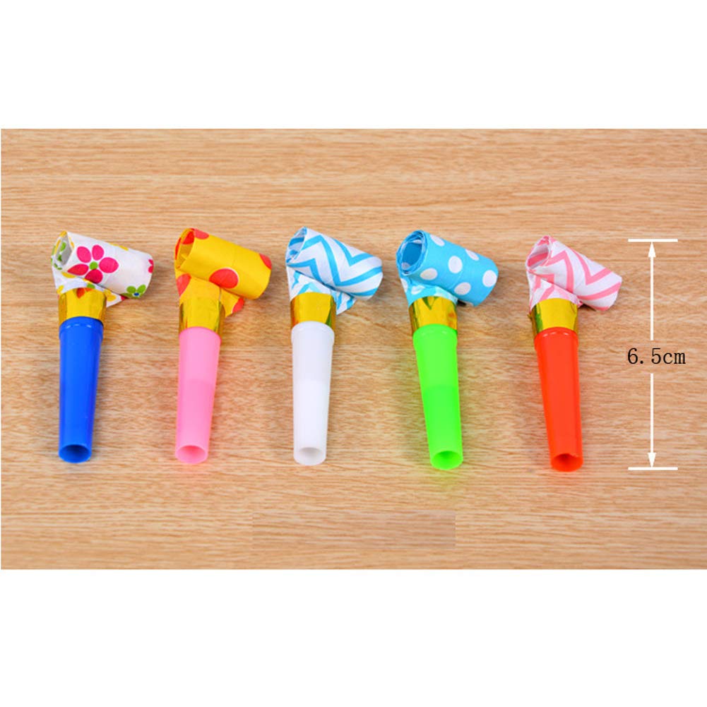 Lasenersm 24 Pieces Party Blower Noisemakers - Random Color, Durable Plastic & Paper