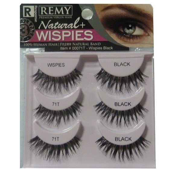 Response Remy Natural Plus Wispies 71T Eyelashes for Enhanced, Voluminous Eyes - Reusable Falsies