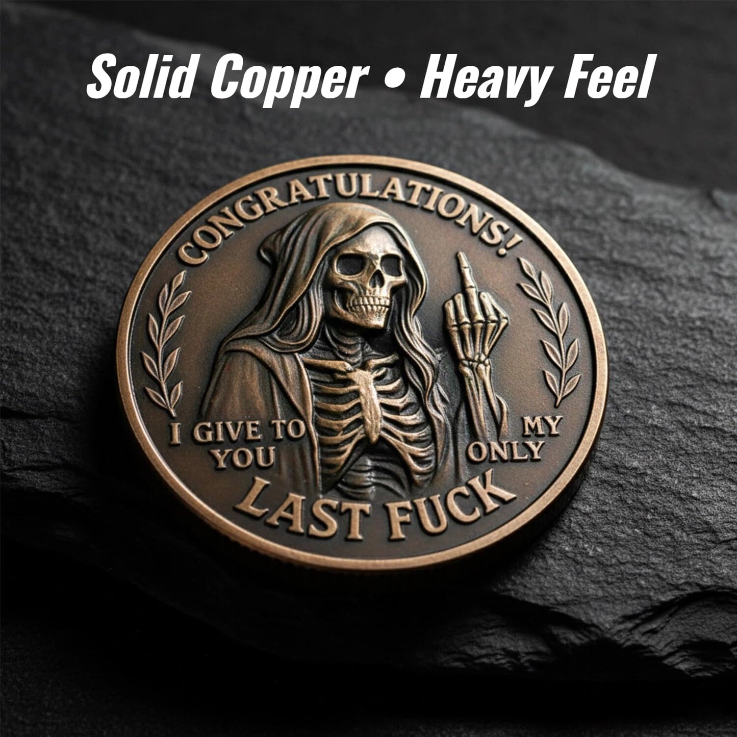 Last Fuck to Give Challenge Coin — Funny Double-Sided Skull Token (5PCS)