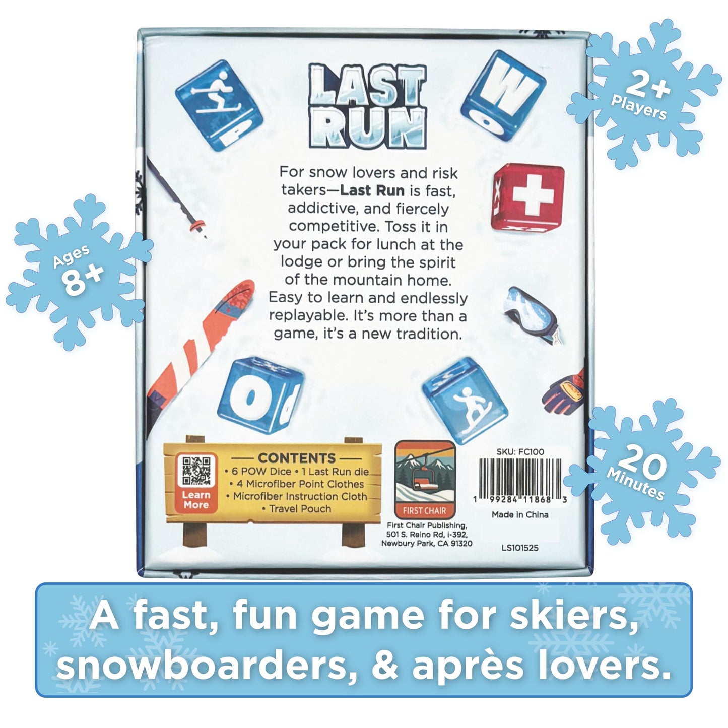 LAST RUN – Tabletop Dice Game for Skiers & Snowboarders | Fast, Portable Lodge Night Fun