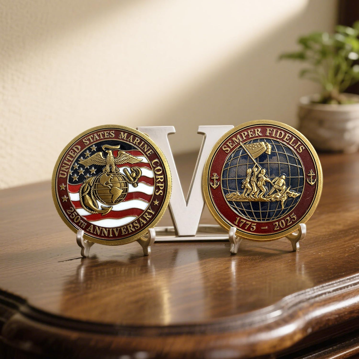 Lastikor 250th Anniversary Marine Corps Coin – 2-Inch Gold-Plated Commemorative Medal