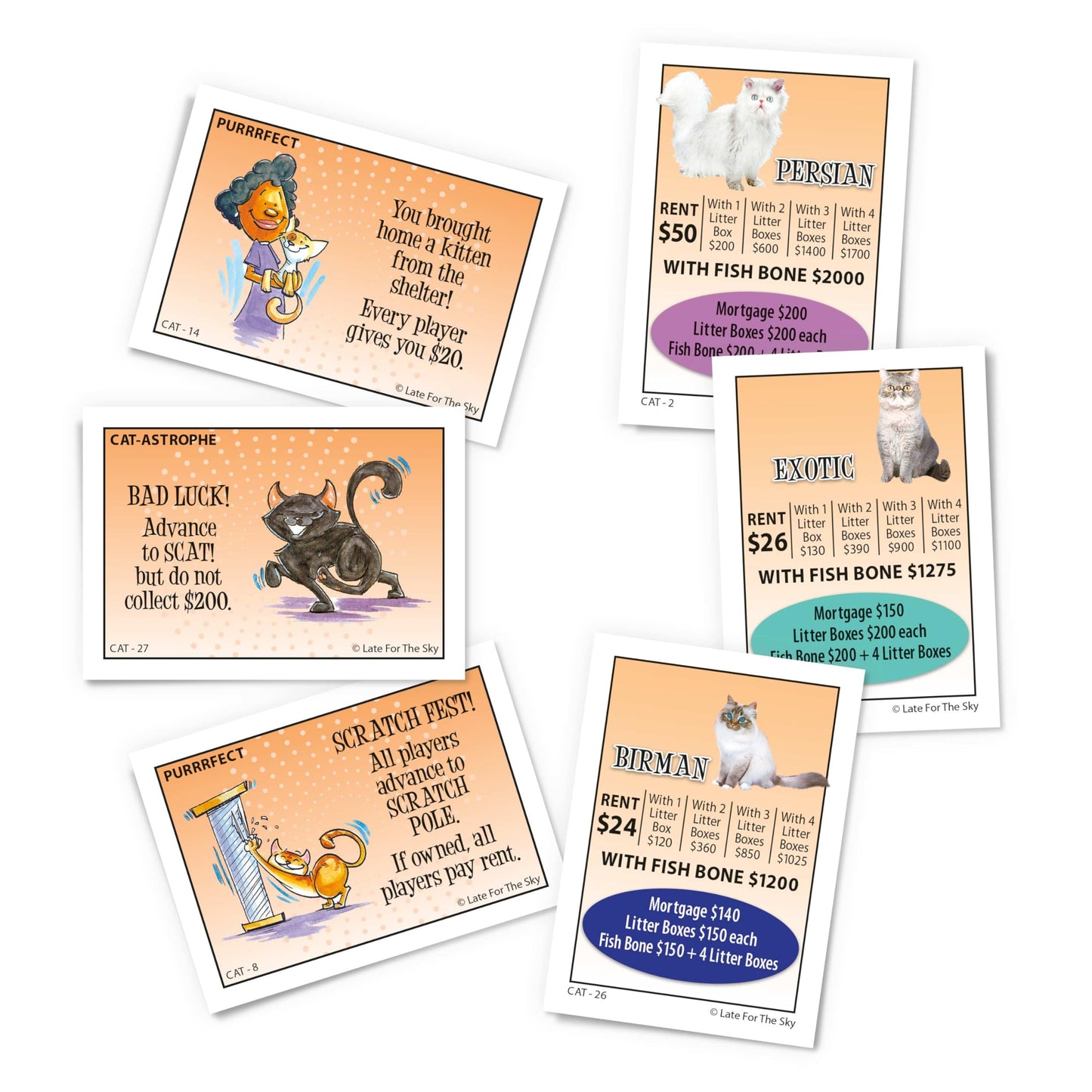 CAT-opoly Cat Board Game by Late for the Sky | Family Strategy for 2-6 Players