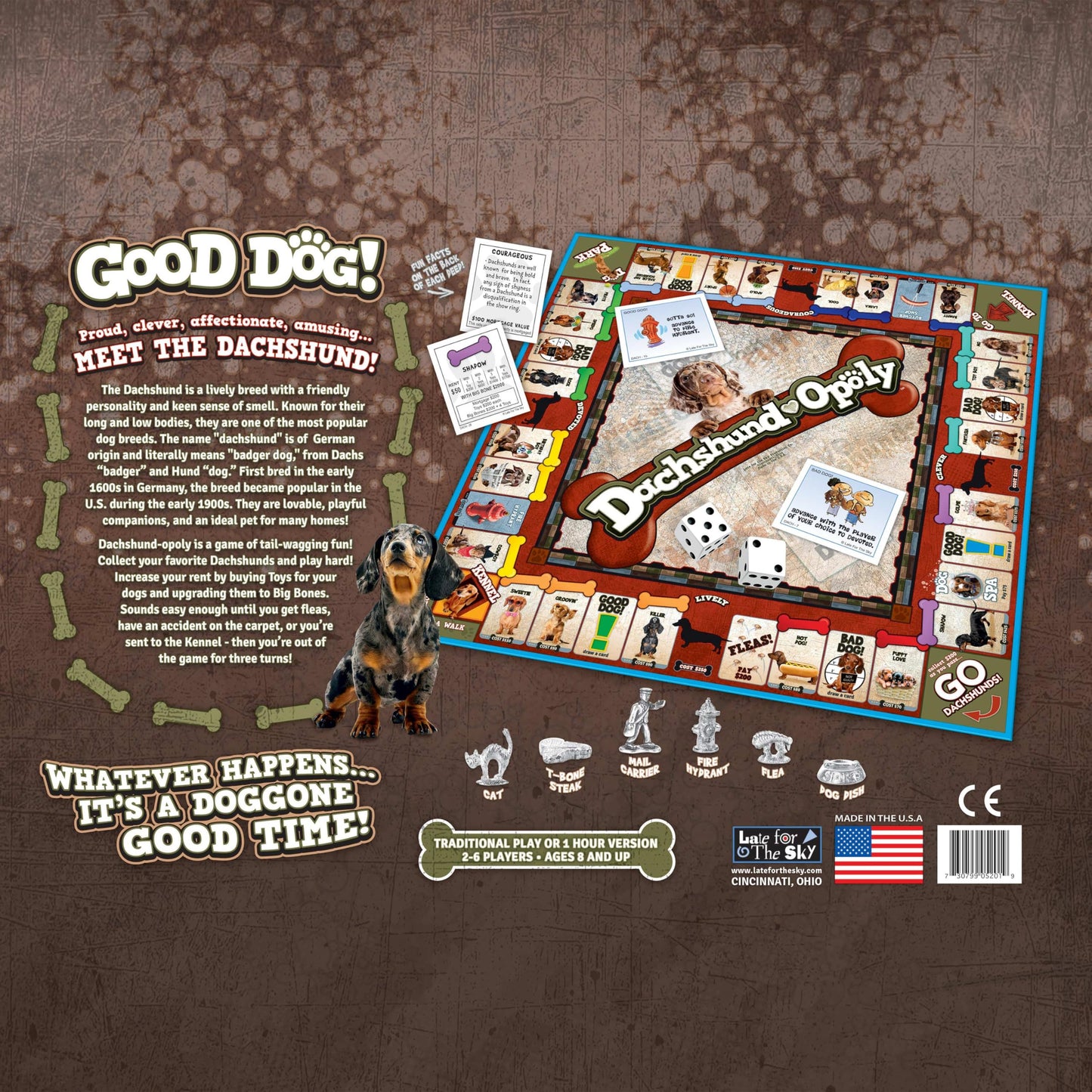 Late for the Sky Dachshund-Opoly Board Game – Family Party Game for 2-6 Players (Ages 8+)