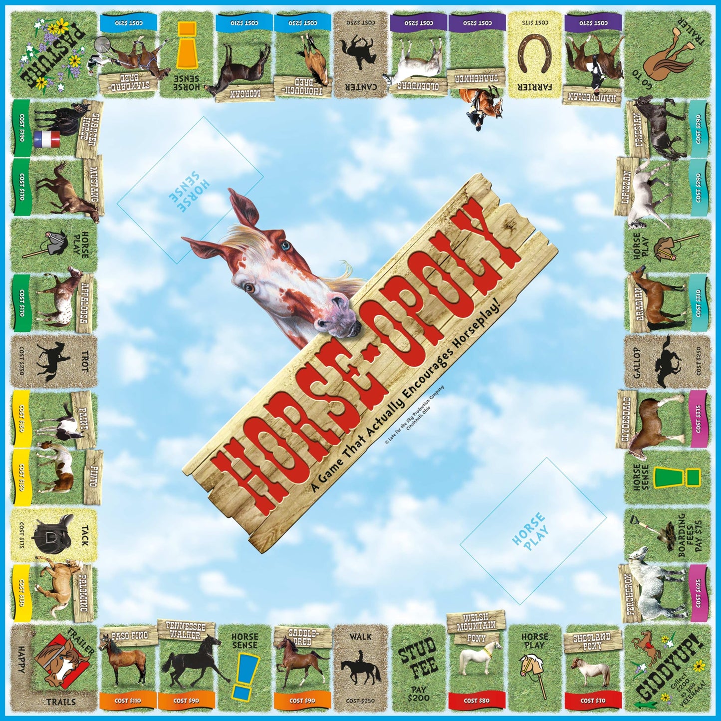 Late for the Sky Horse-Opoly Board Game – Family Property Trading for 2-6 Players (Ages 8+)