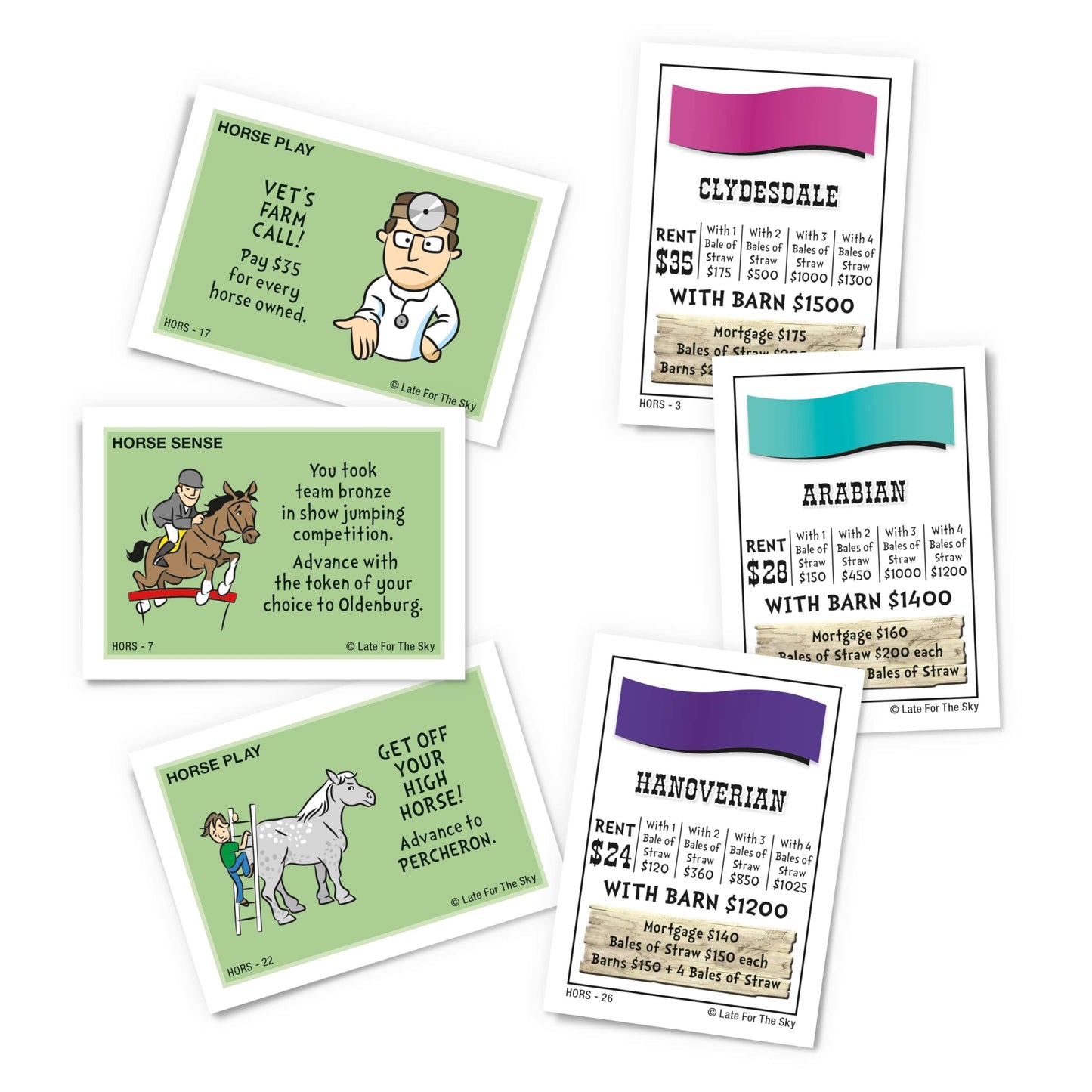 Late for the Sky Horse-Opoly Board Game – Family Property Trading for 2-6 Players (Ages 8+)