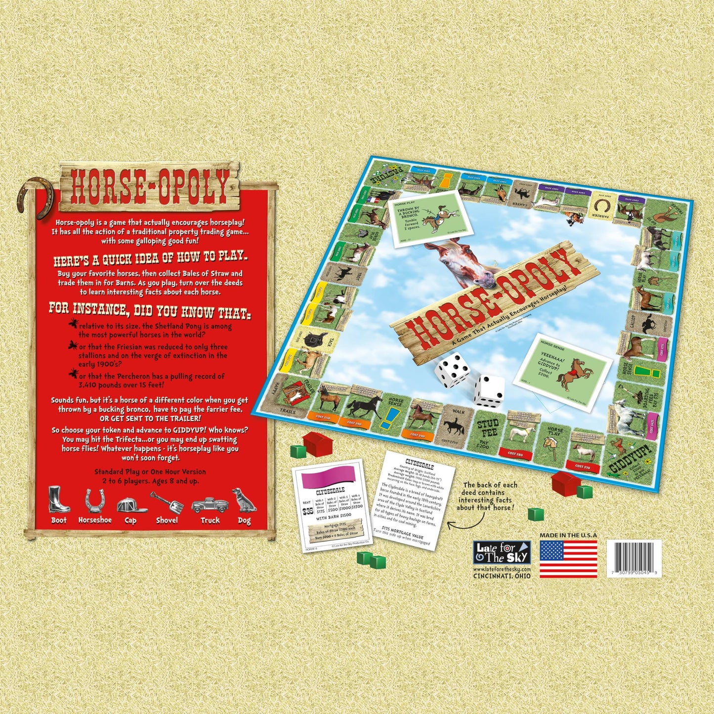 Late for the Sky Horse-Opoly Board Game – Family Property Trading for 2-6 Players (Ages 8+)
