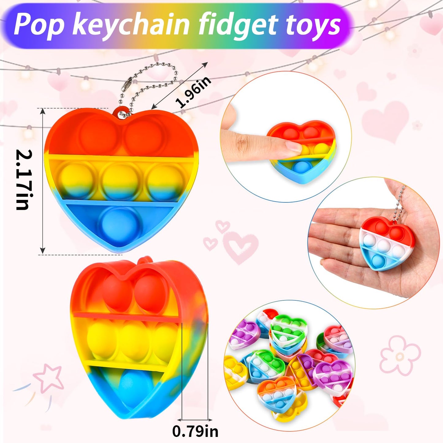 Lateefah Valentines Day Gifts for Kids – 30 Mini Pop Fidget Toys & Cards
