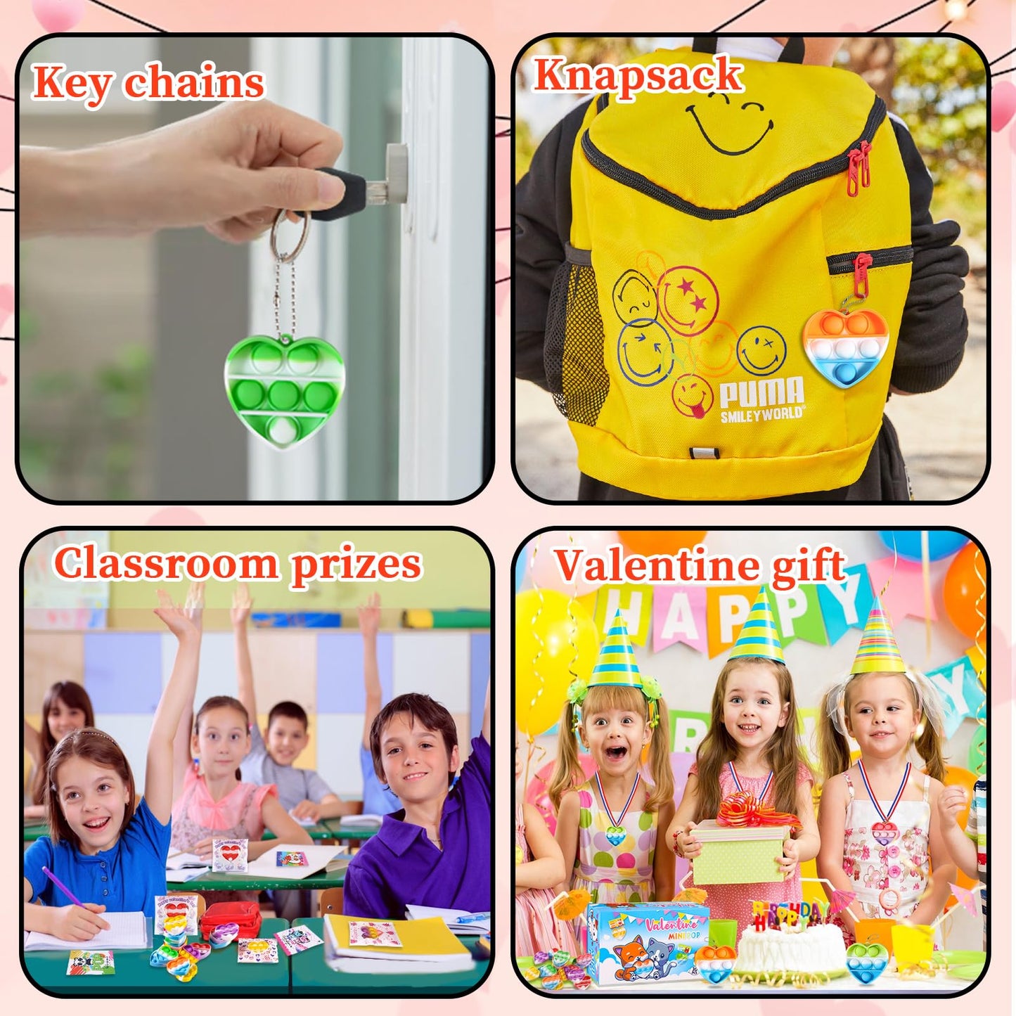 Lateefah Valentines Day Gifts for Kids – 30 Mini Pop Fidget Toys & Cards
