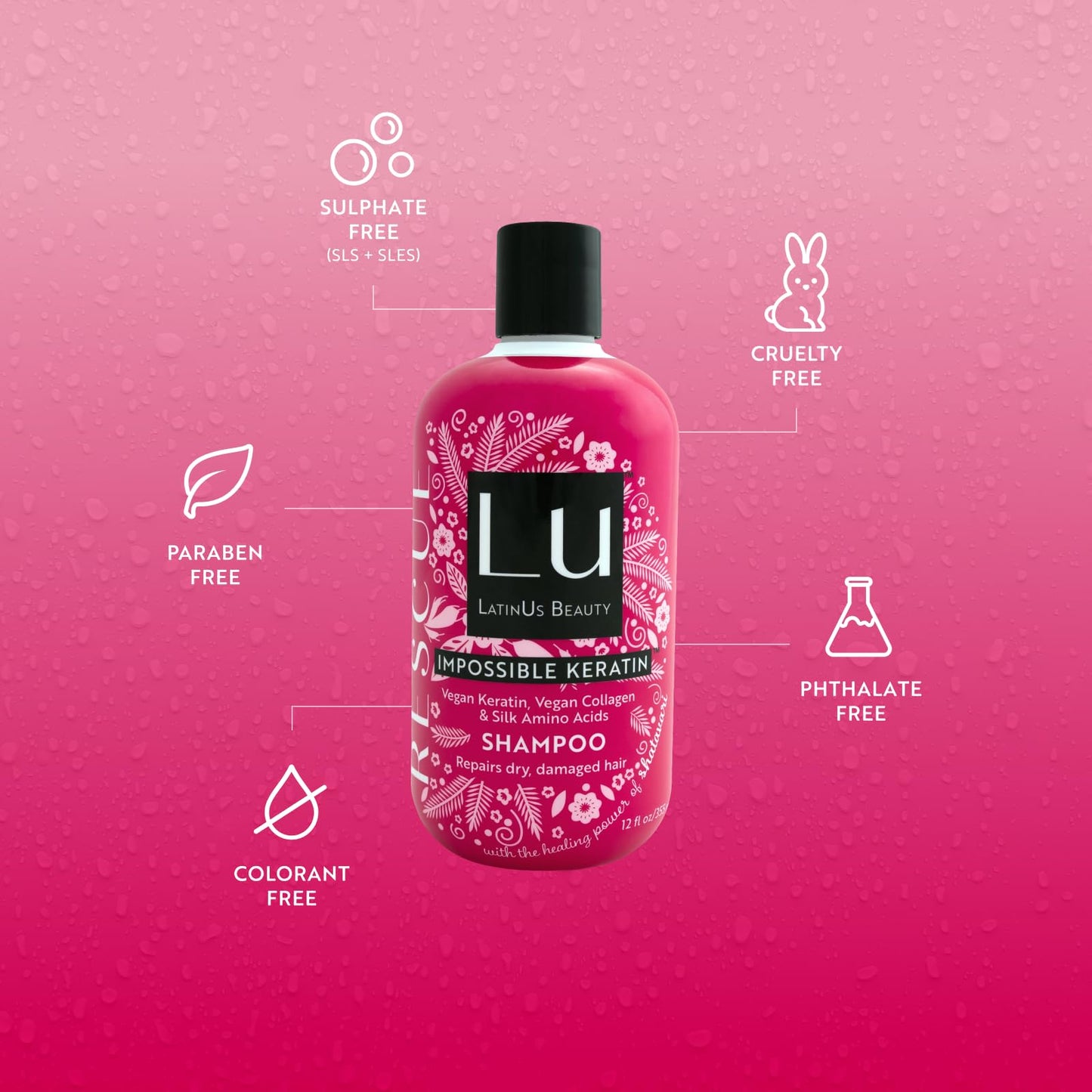 Latinus Beauty Rescue Impossible Keratin Anti-Frizz Shampoo – 2 x 12 oz Bottles