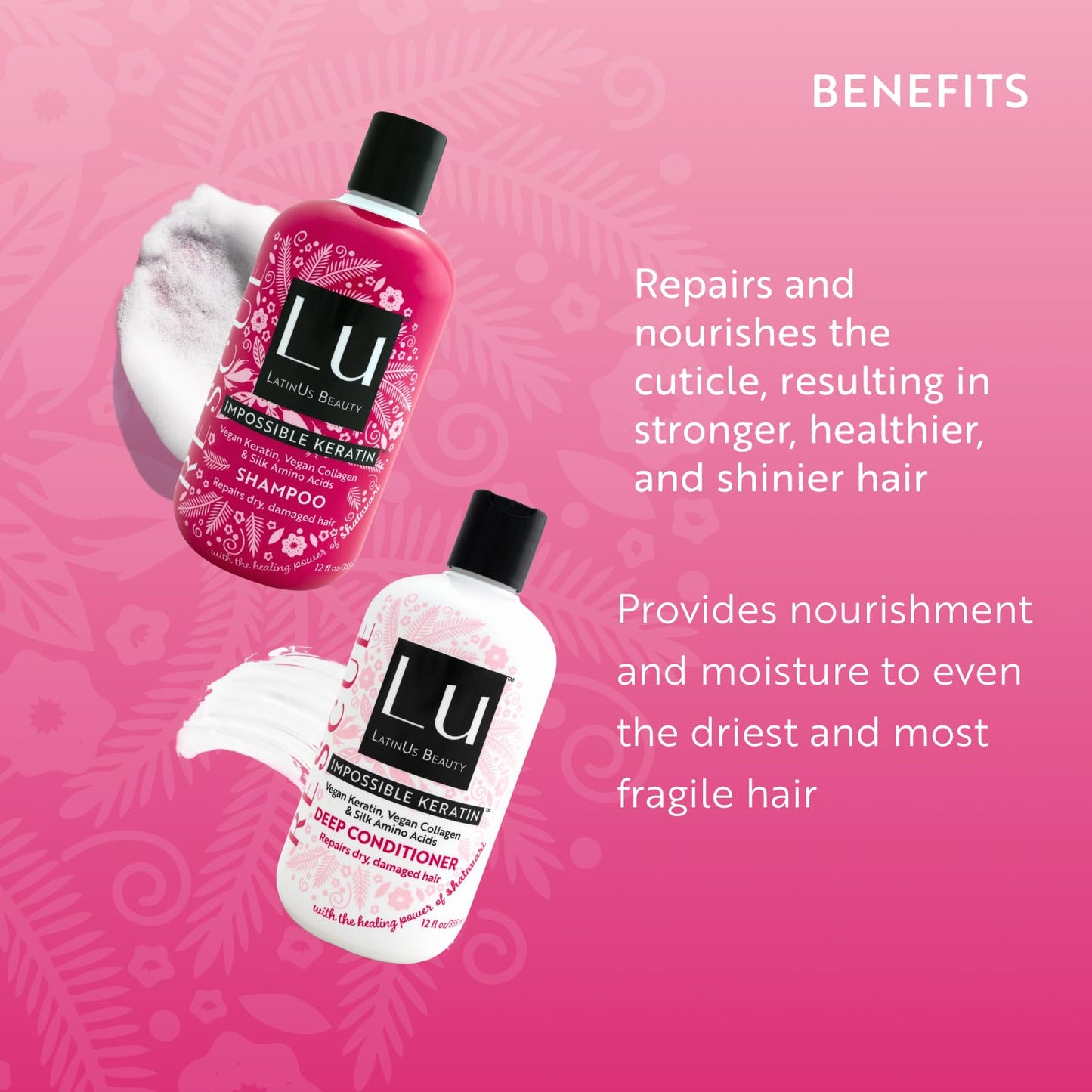 Lu by LatinUs Beauty Rescue Set – Repair & Restore Hair Care (Shampoo + Conditioner, 24 oz)