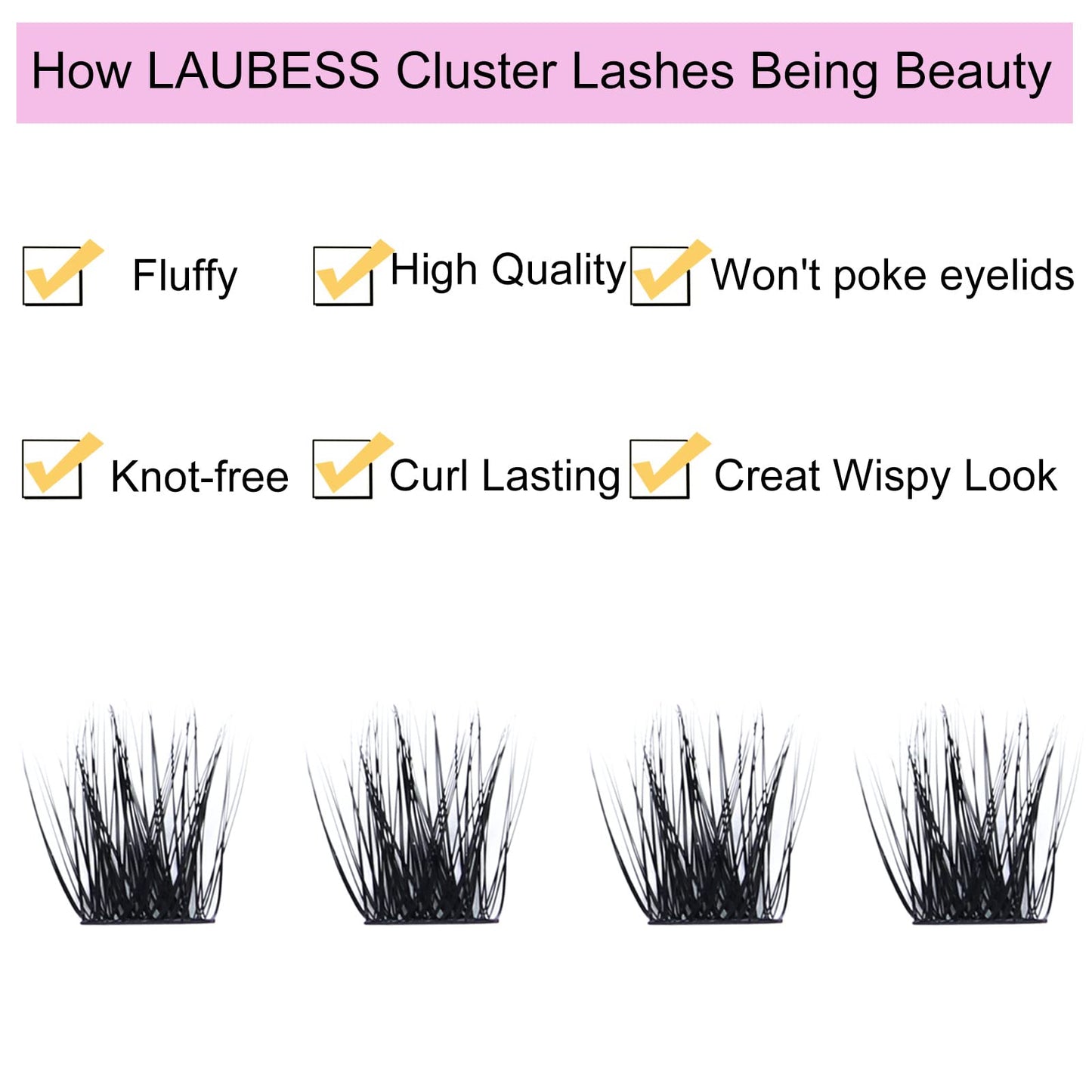 LAUBESS Lash Clusters Kit – Beginner Lash Extensions with Bond & Seal, Remover, Tweezers & Brush