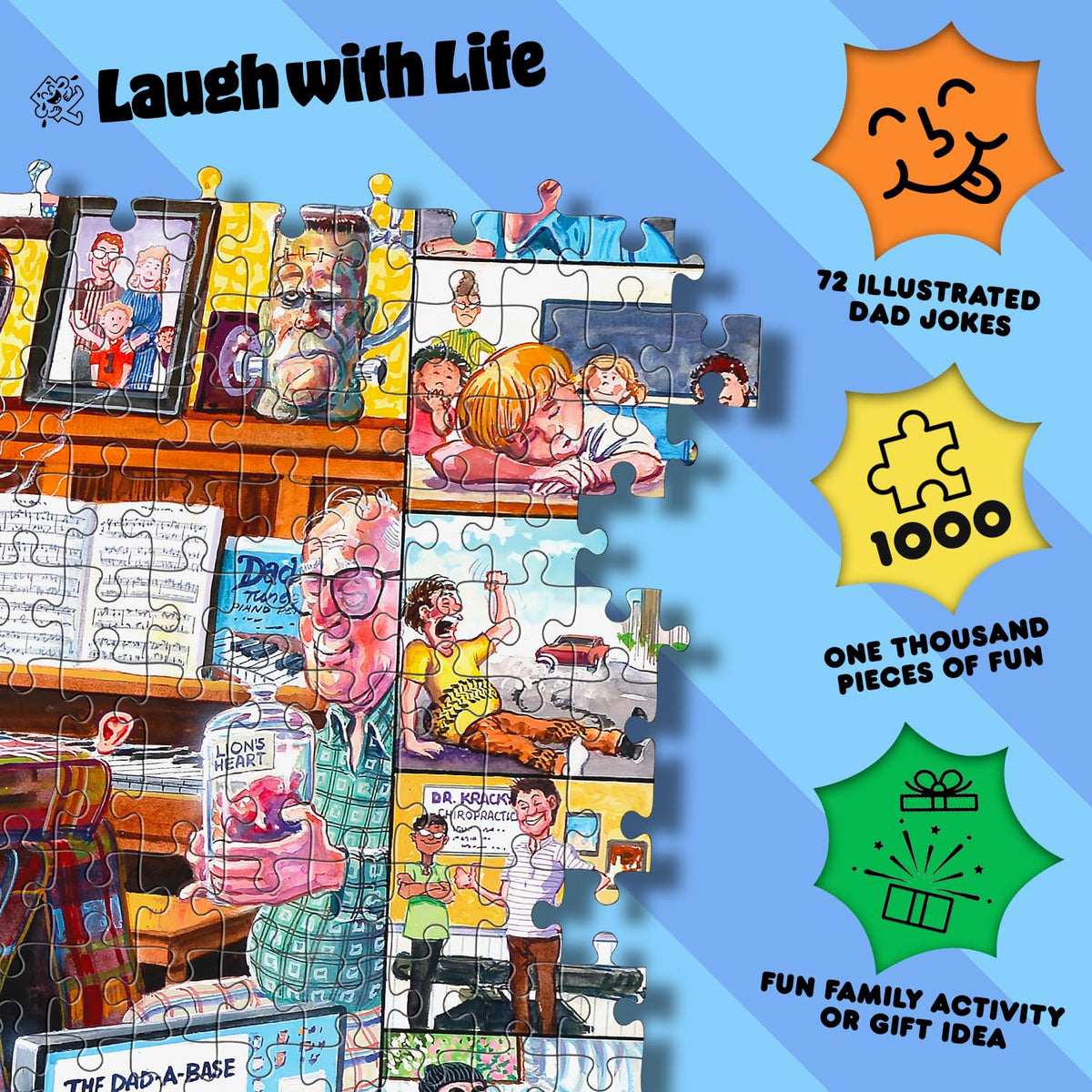 Laugh with Life Dad Joke Puzzle – 1000-Piece Jigsaw for Adults & Teens | Funny Family Game Night Gift