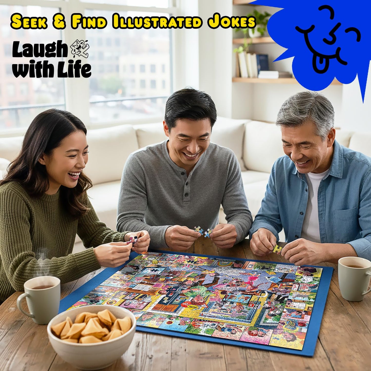 Laugh with Life Dad Joke Puzzle – 1000-Piece Jigsaw for Adults & Teens | Funny Family Game Night Gift