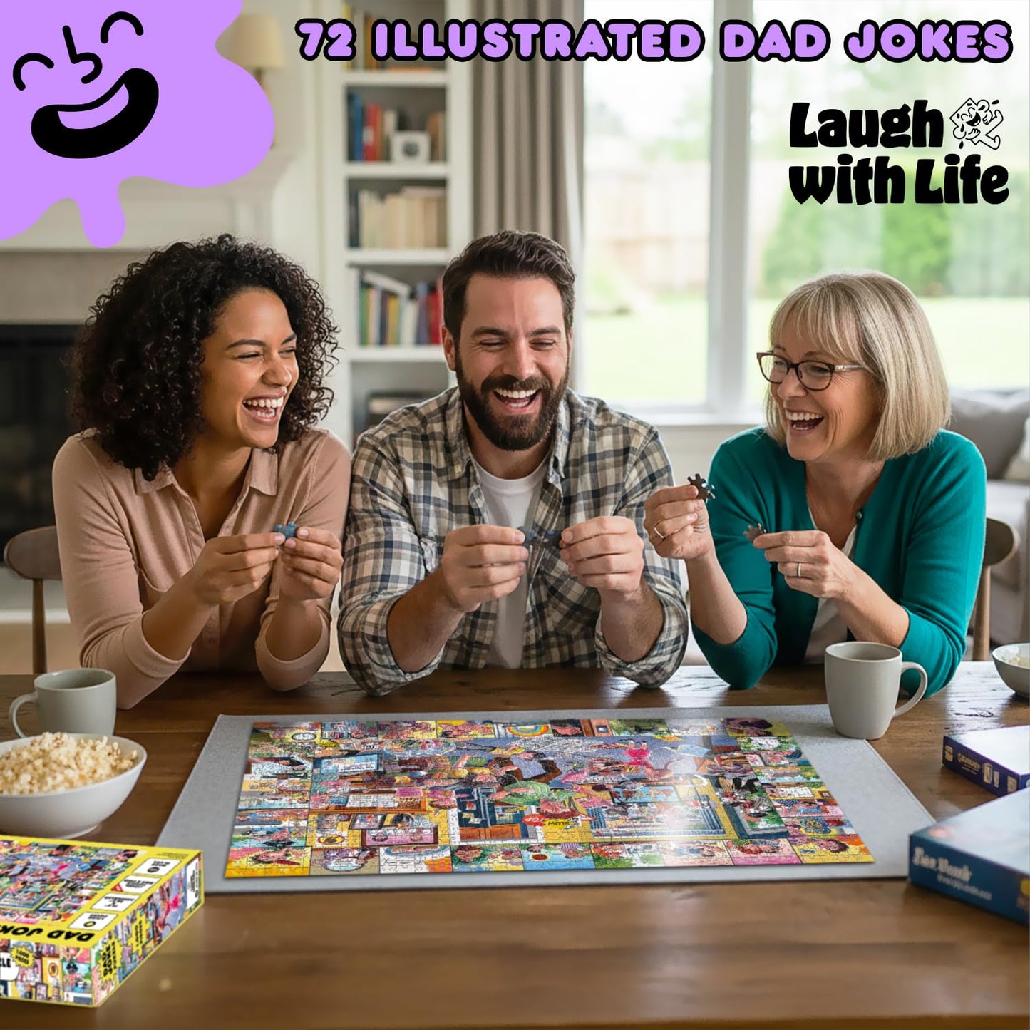 Laugh with Life Dad Joke Puzzle – 1000-Piece Jigsaw for Adults & Teens | Funny Family Game Night Gift